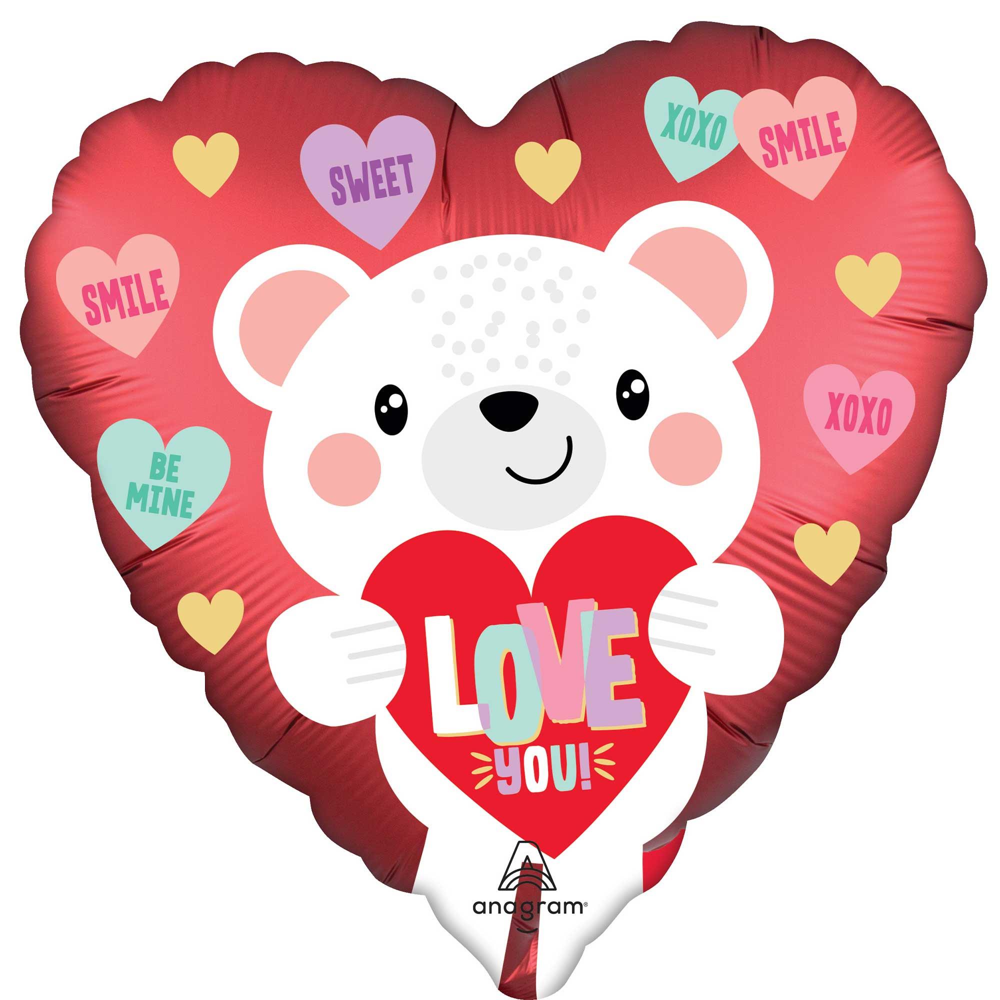 Love You Bear Satin 45cm Foil Balloon
