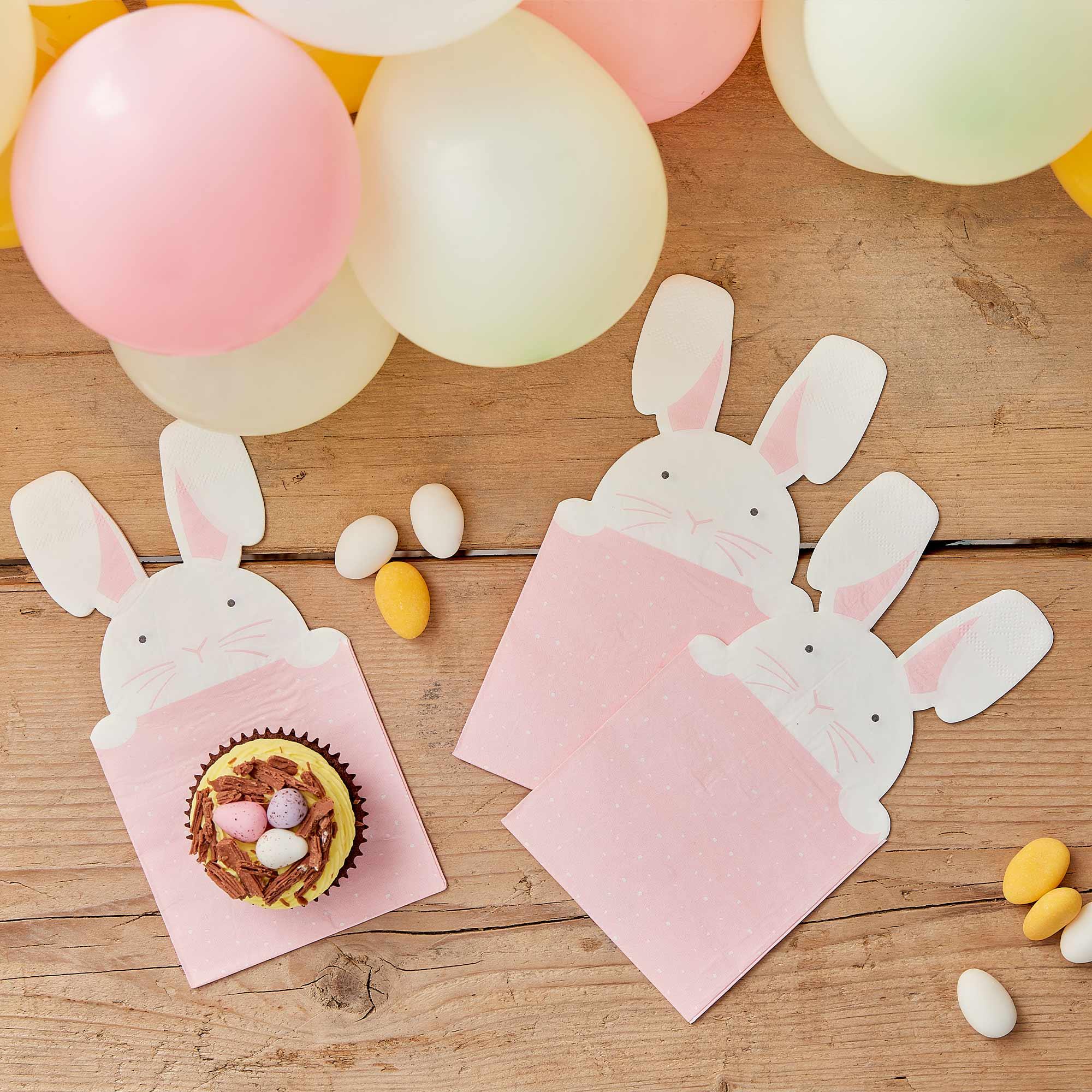 Eggciting Easter Peeking Bunny Napkins Pack of 16