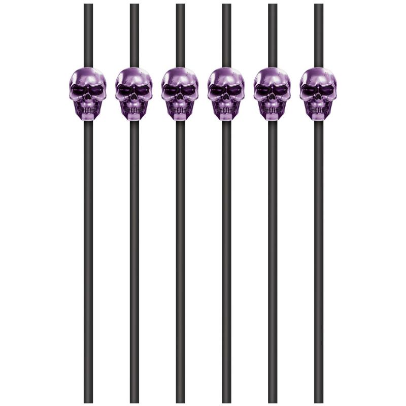 Midnight Mayhem Skull Reusable Plastic Straws