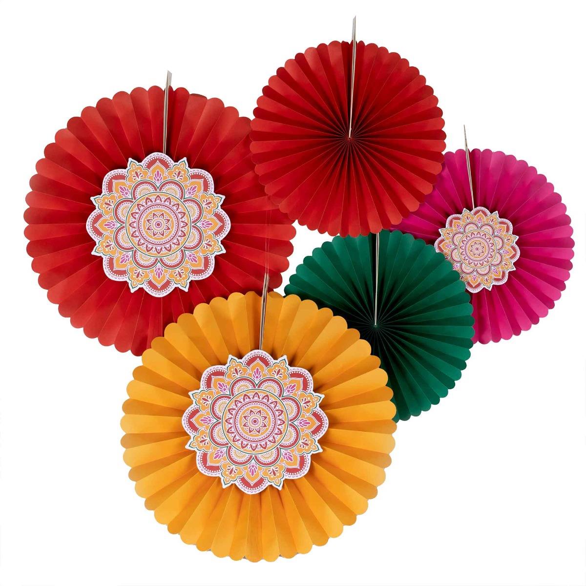 Diwali Multi-Coloured Paper Fan Decorations