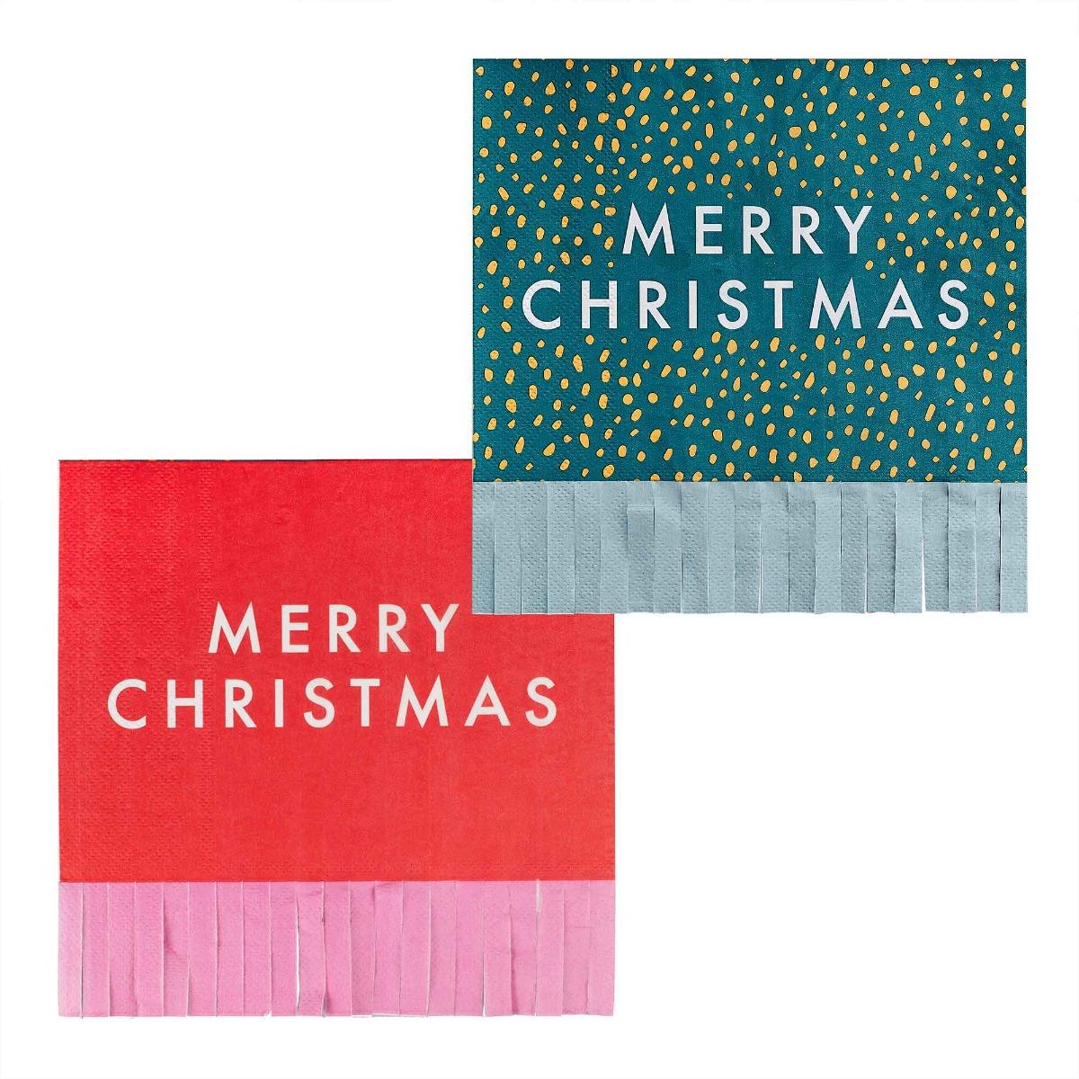 Merry and Bright Merry Christmas Paper Party Napkins Pack of 16