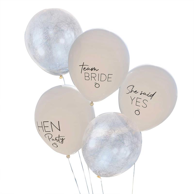 Hen Weekend Silver, White & Nude Hen Party Balloon Bundle