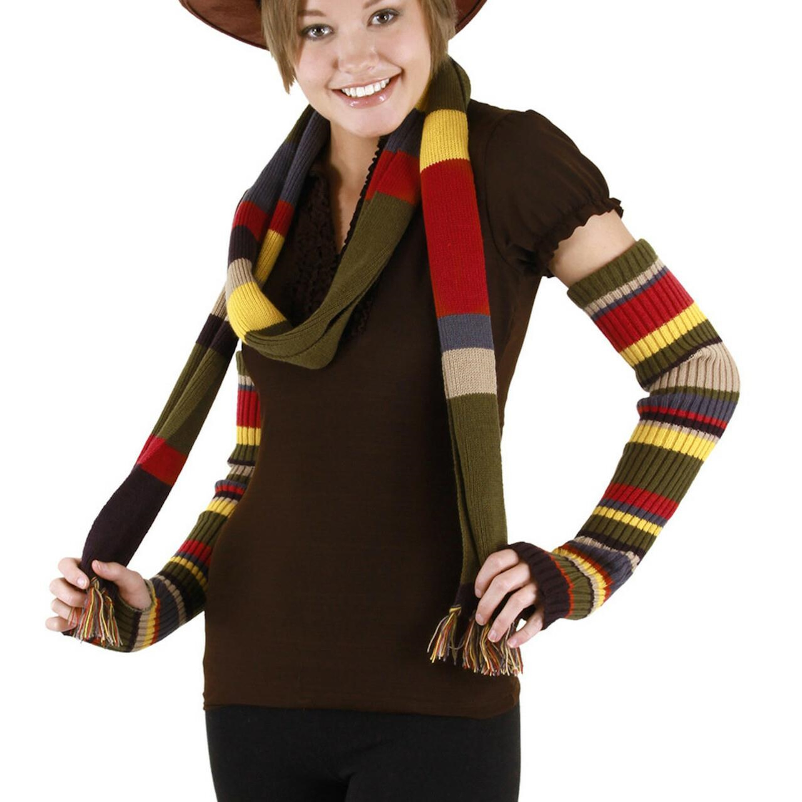 Doctor Who 4th Doctor Striped Arm Warmers Adult Costume Accessory