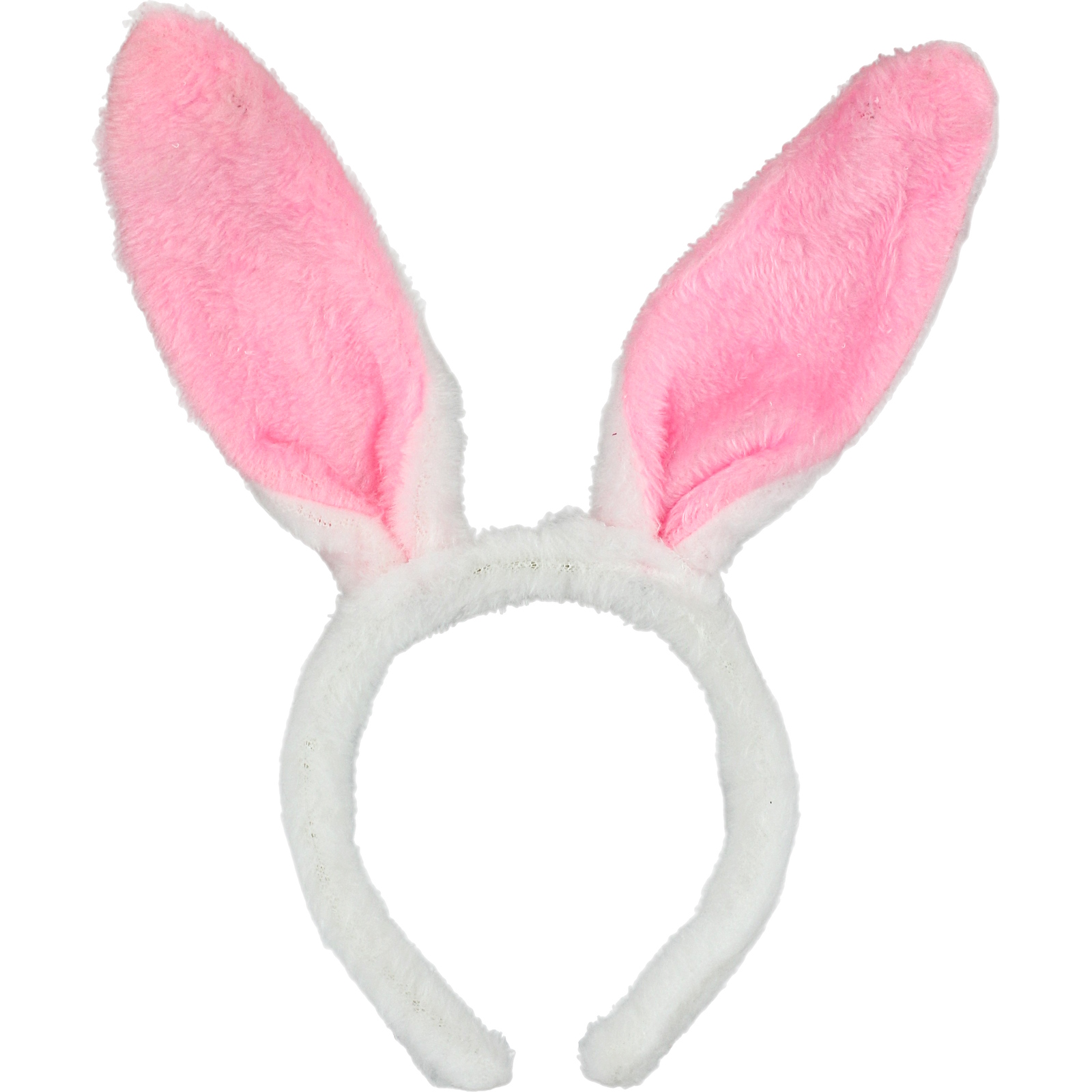 Plush Pink & White Bunny Ears Headband