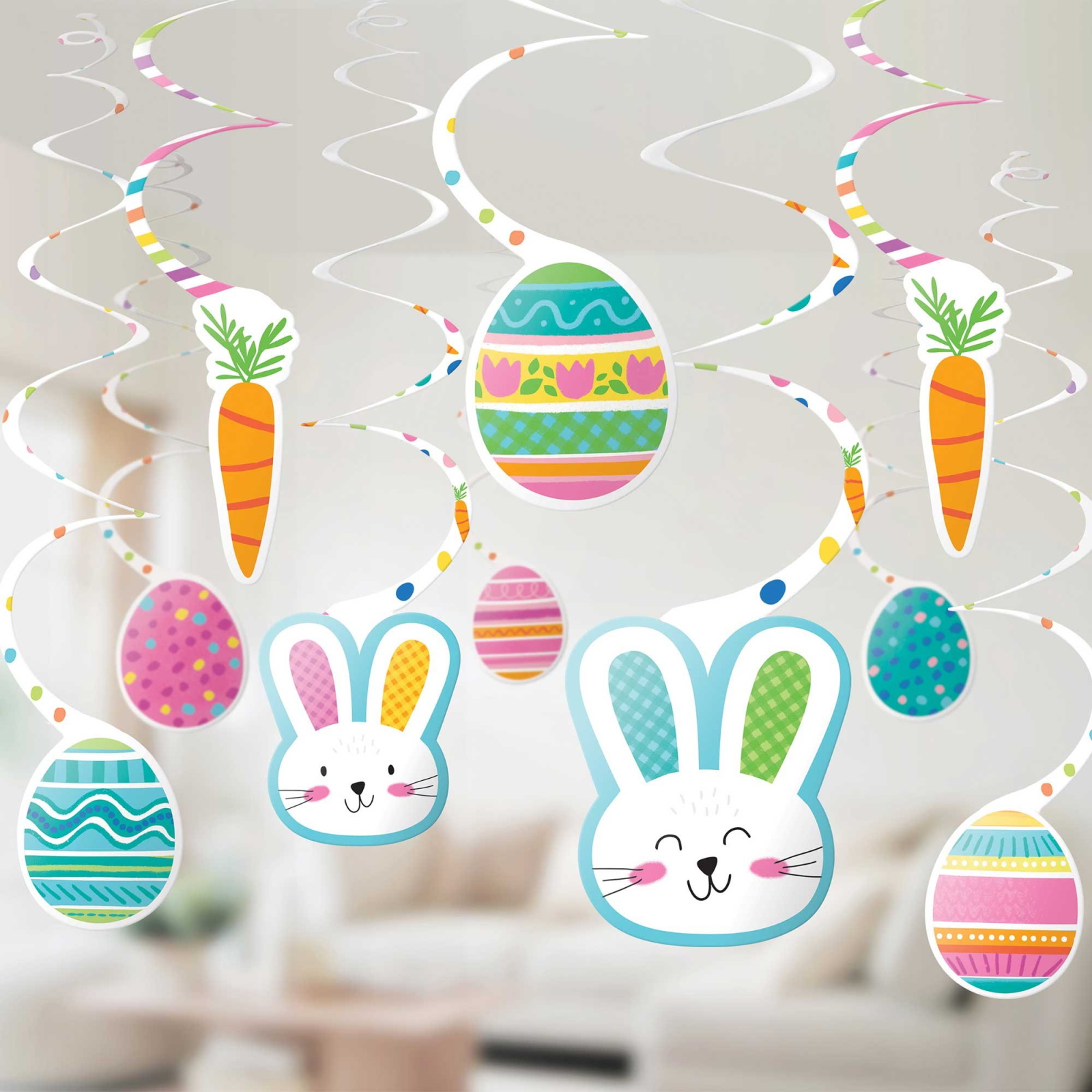 Funny Bunny Easter Swirl Decorations (Pack of 30)
