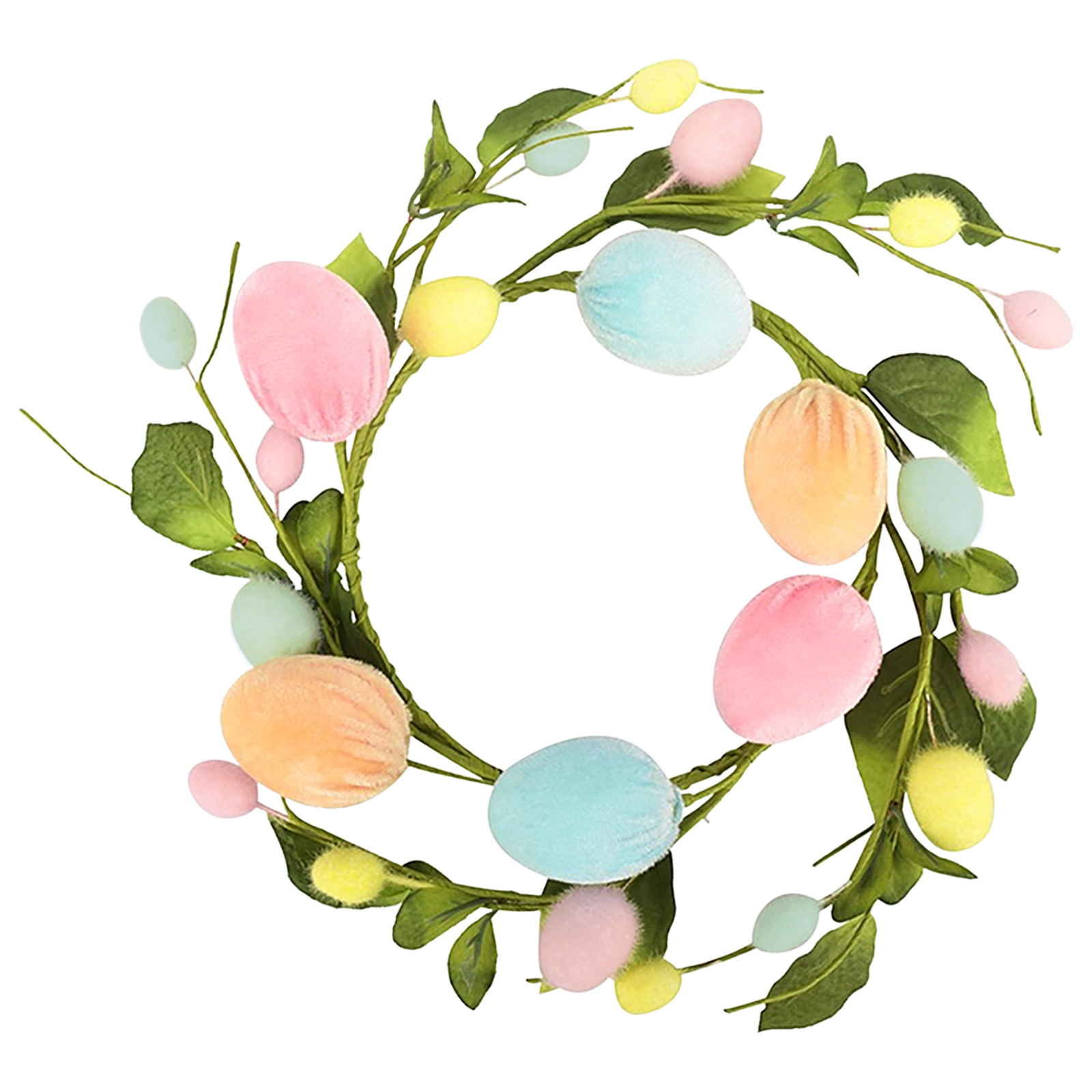 Pastel Velvet Easter Egg Wreath 20cm