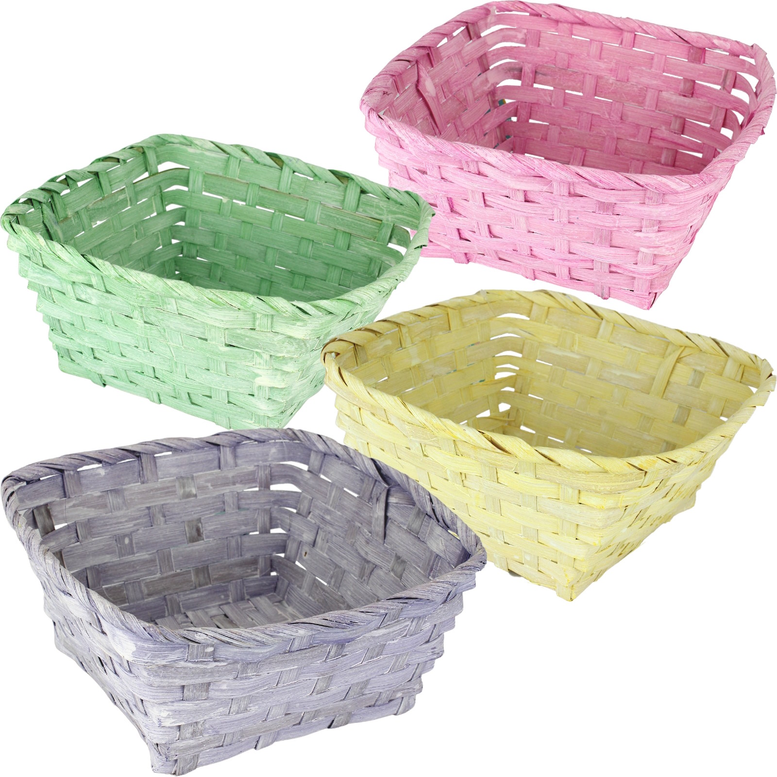 Pastel Square Bamboo Easter Gift Basket 
