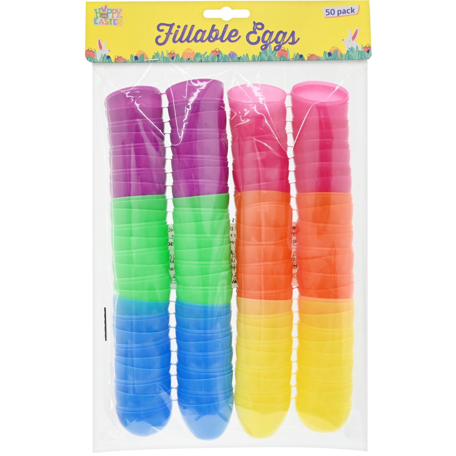 Bulk Pack of 50 Coloured Fillable Plastic Eggs 6cm 