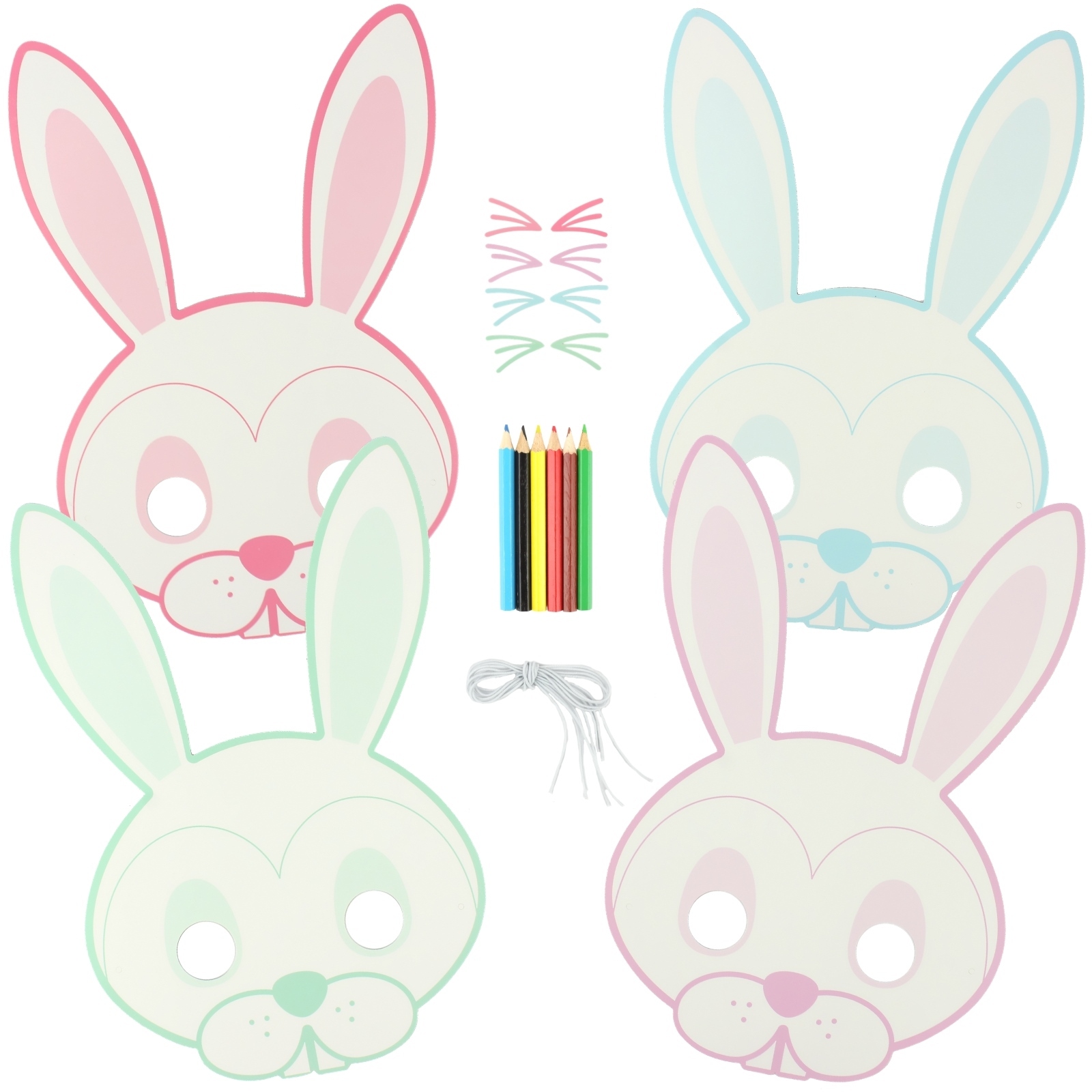 Easter Bunny Colour Your Own Masks (Pack of 4)