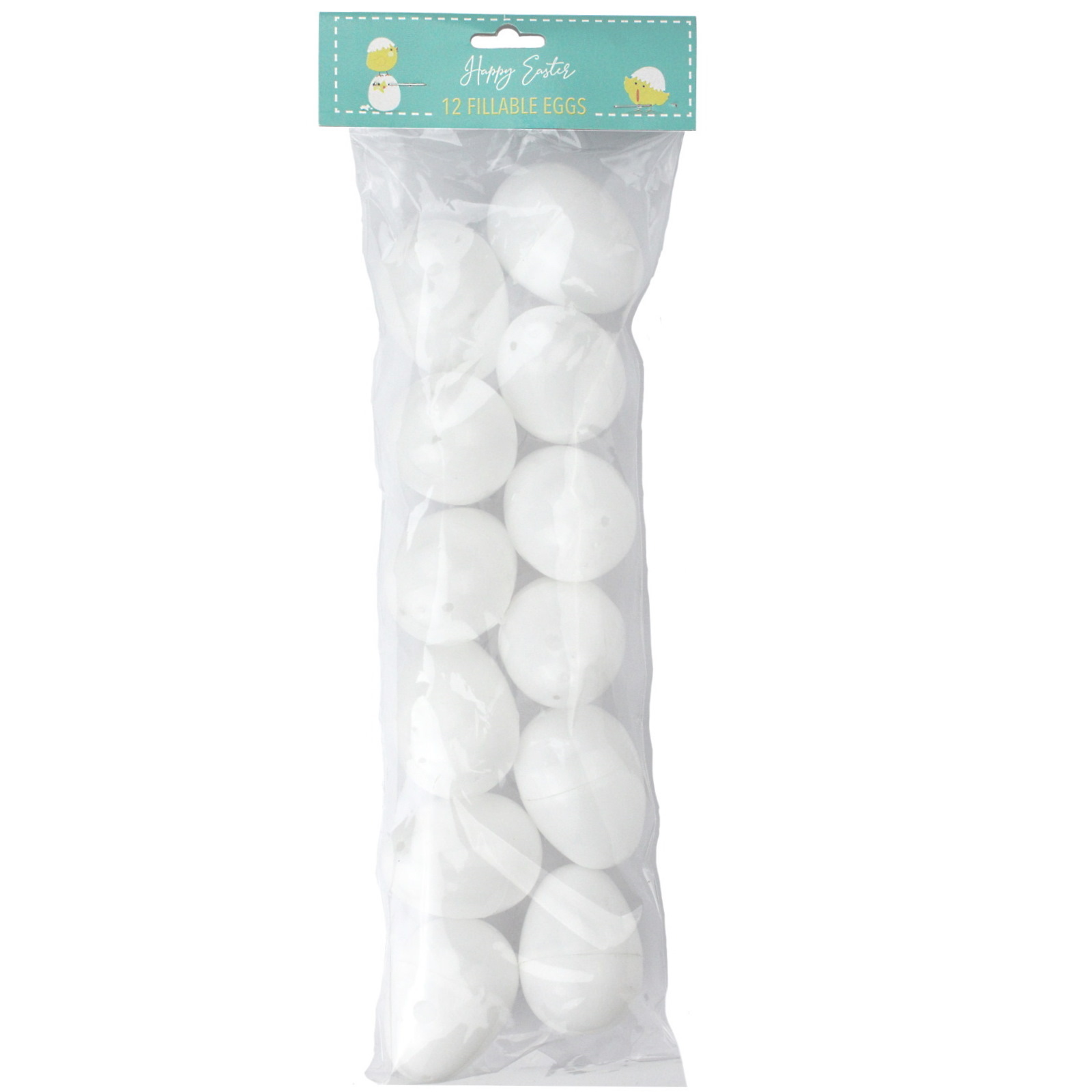 White Fillable Plastic Easter Eggs 6cm (Pack of 12)