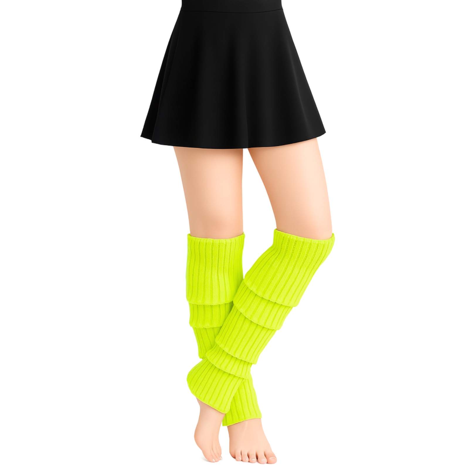 Fluorescent Yellow Knitted Leg Warmers