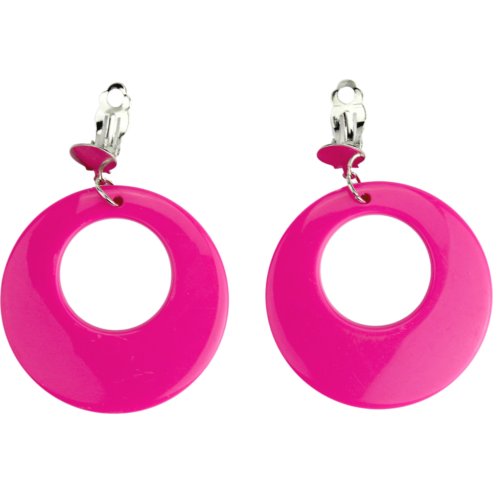 80's Neon Hot Pink Clip-on Earrings