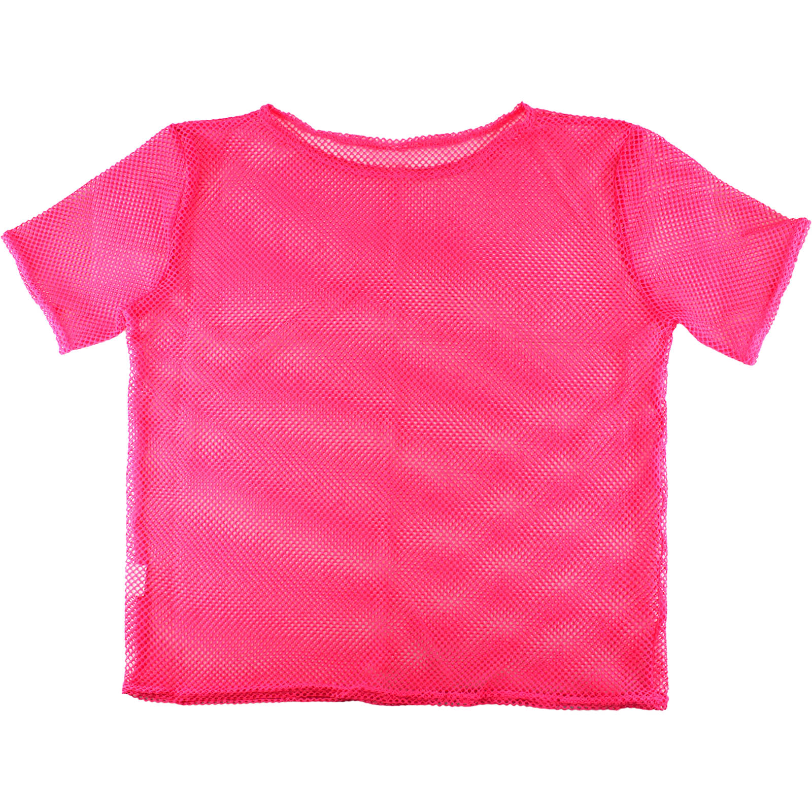 Neon Pink Short Sleeve Fishnet Top 