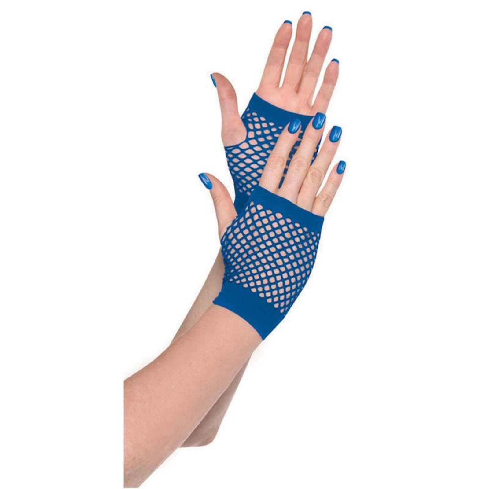 Short Fishnet Adult Gloves Blue