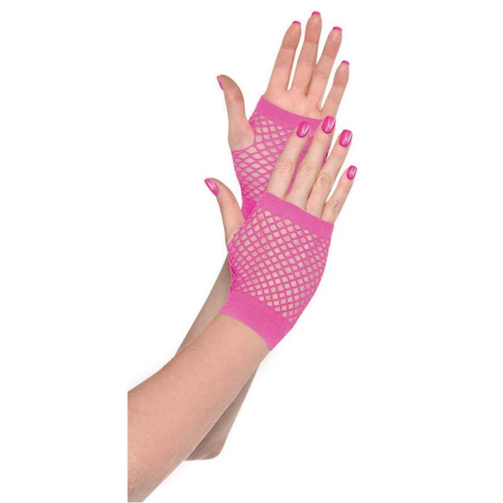 Short Fishnet Adult Gloves Pink