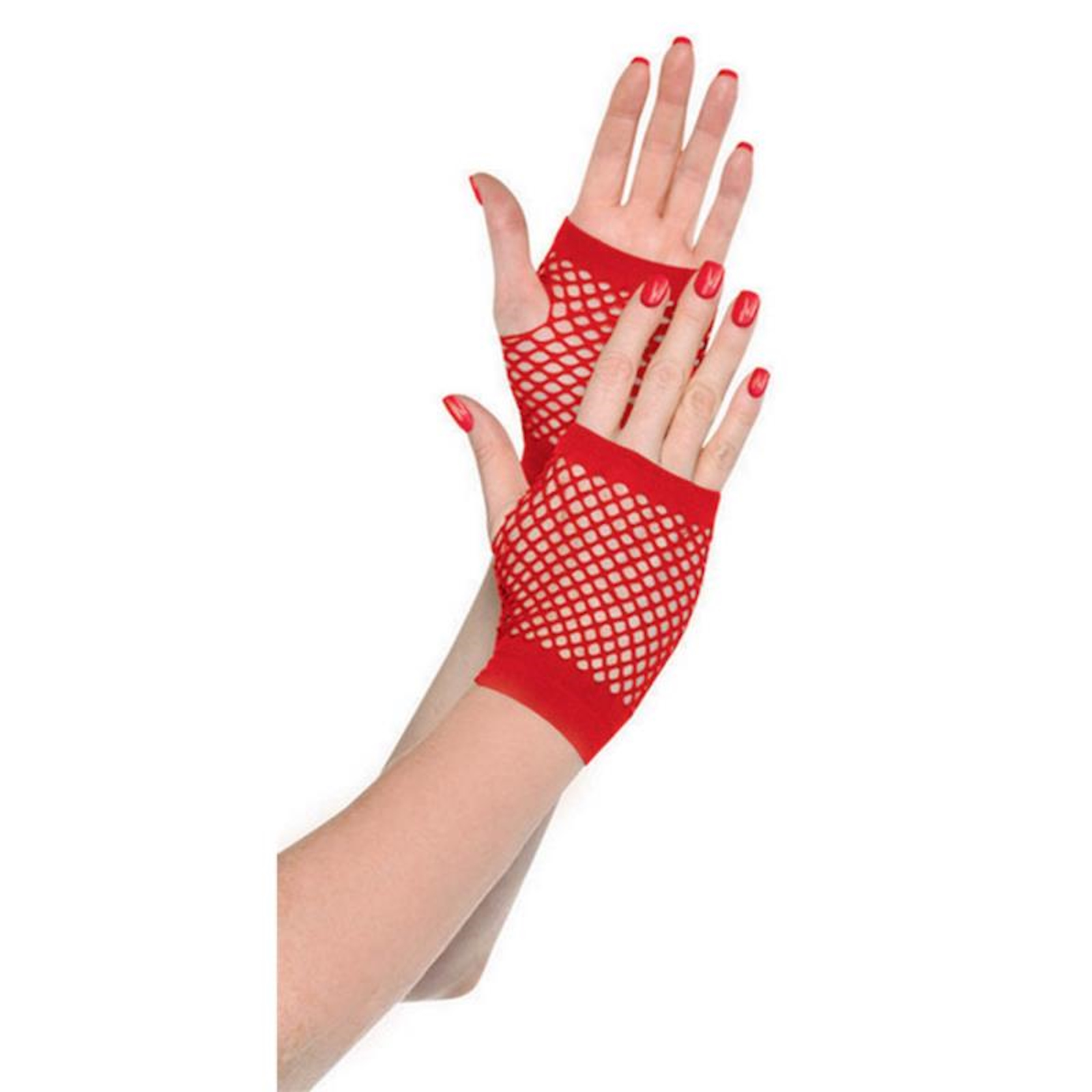 Short Fishnet Adult Gloves Red
