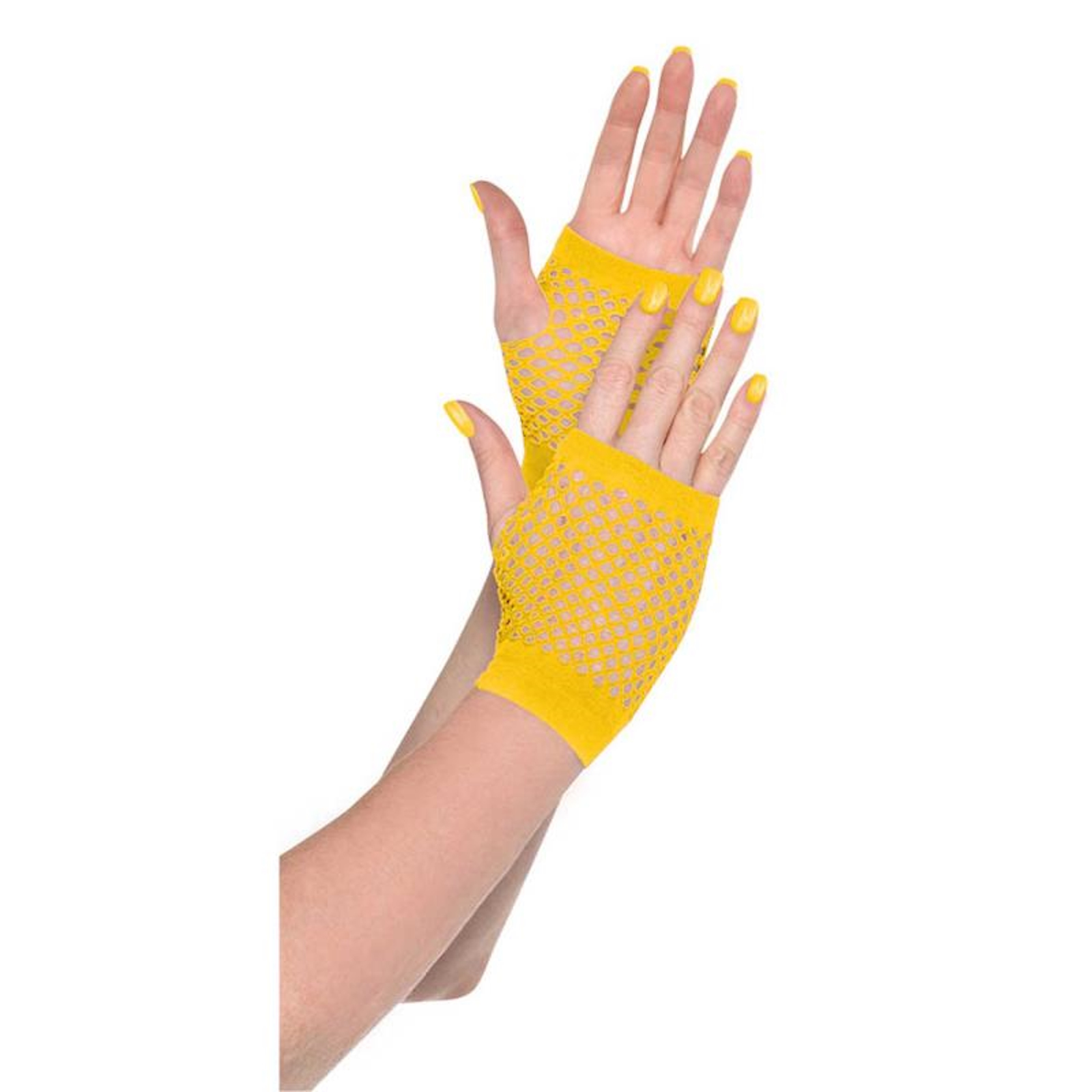 Short Fishnet Adult Gloves Yellow