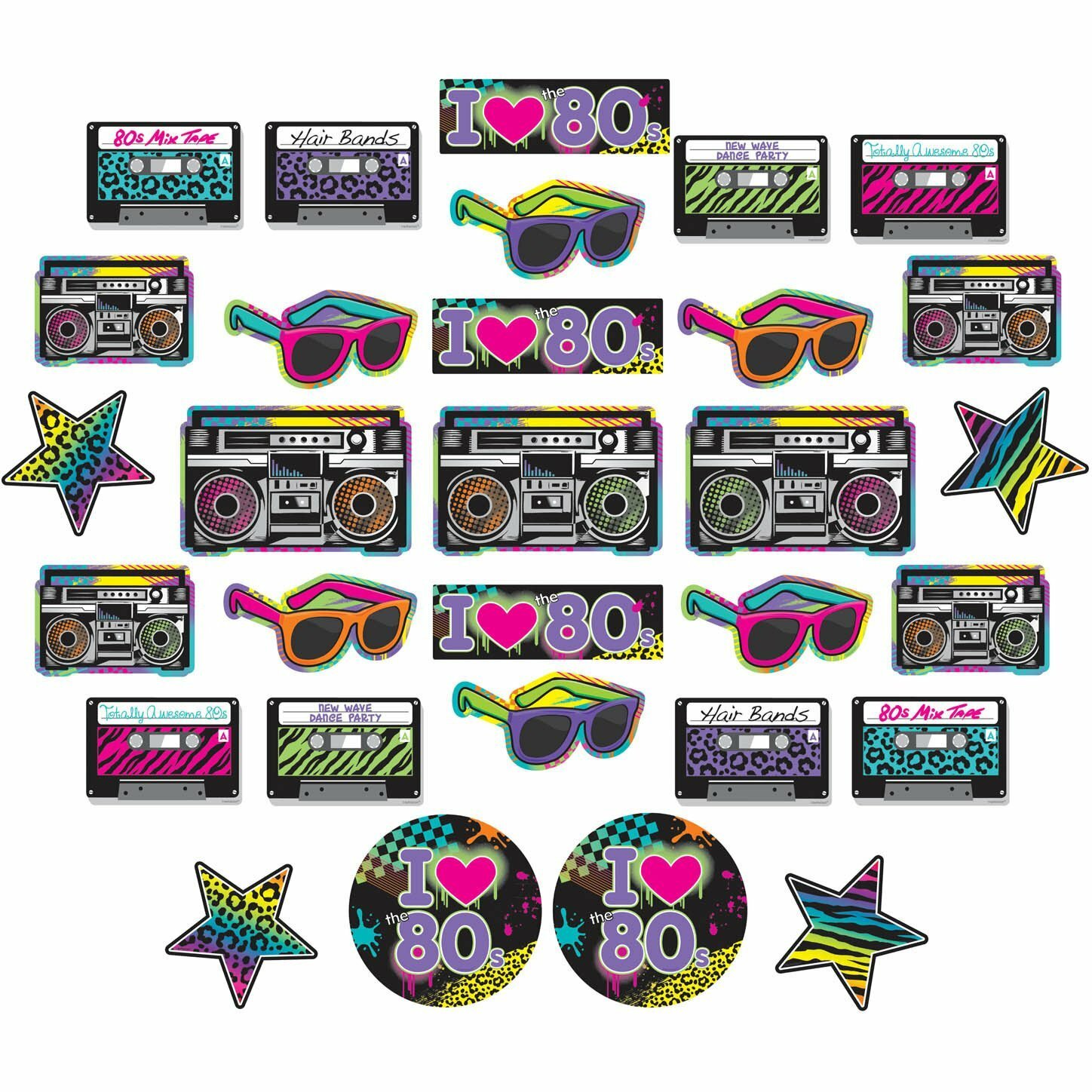 Totally 80's Cutout Decorations (Pack of 30)
