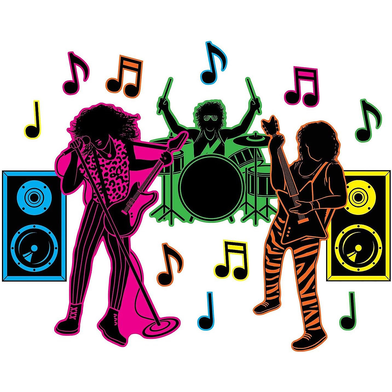 Awesome 80's Hair Band Silhouettes Cutouts (15 Pieces)