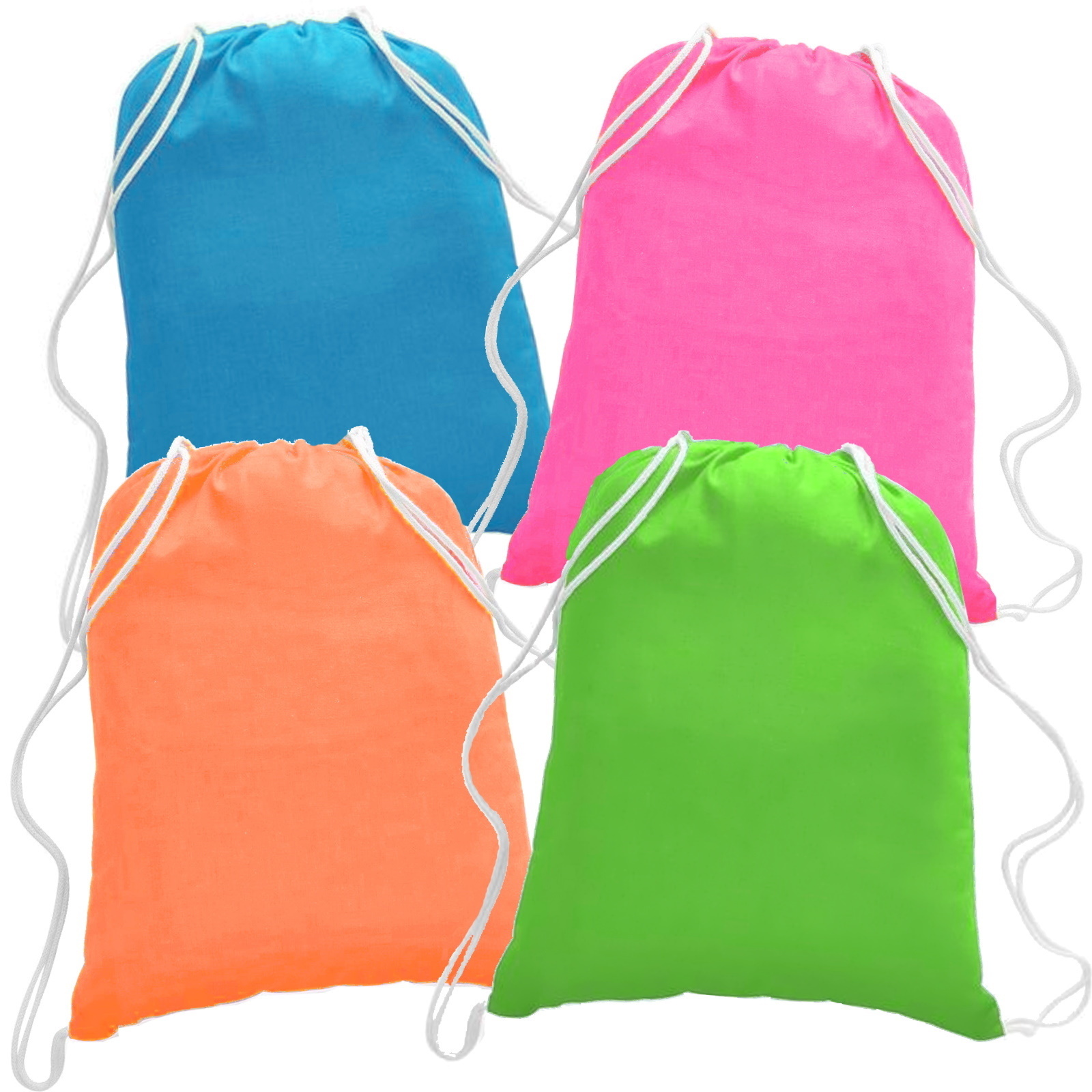 Neon Drawstring Bags (Pack of 12)