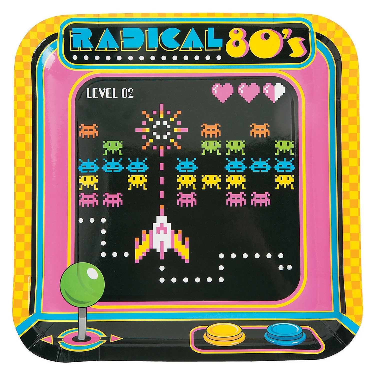 80's Large Square Paper Plates (Pack of 8)