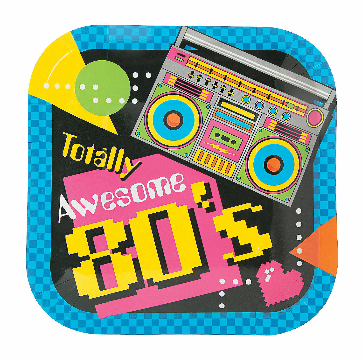 80's Small Paper Plates (Pack of 8)