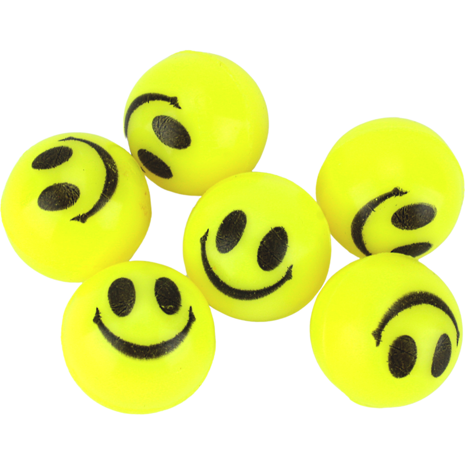 Yellow Smile Face Bounce Balls (Pack of 6)