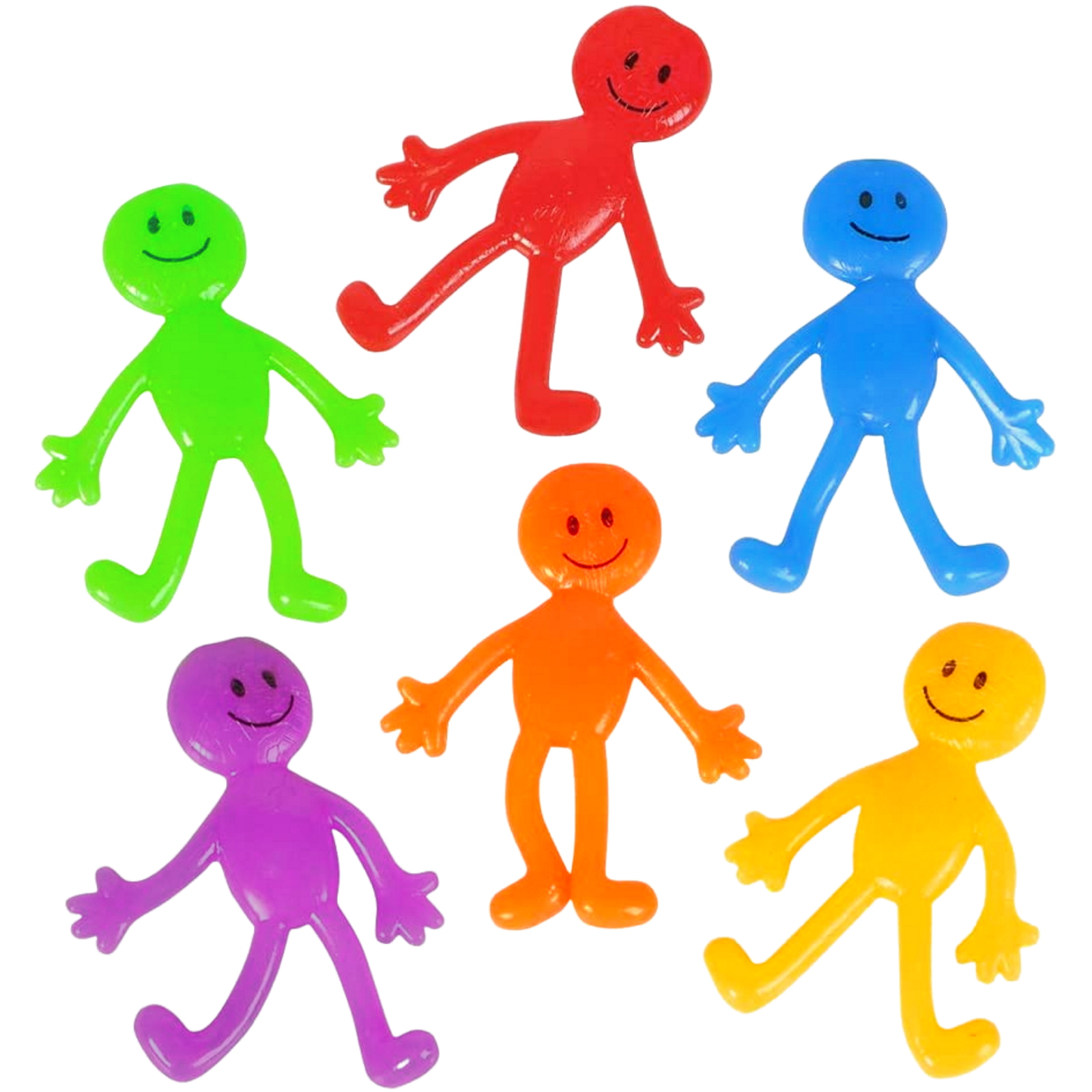 Coloured Stretchy Smiley People (Pack of 12)
