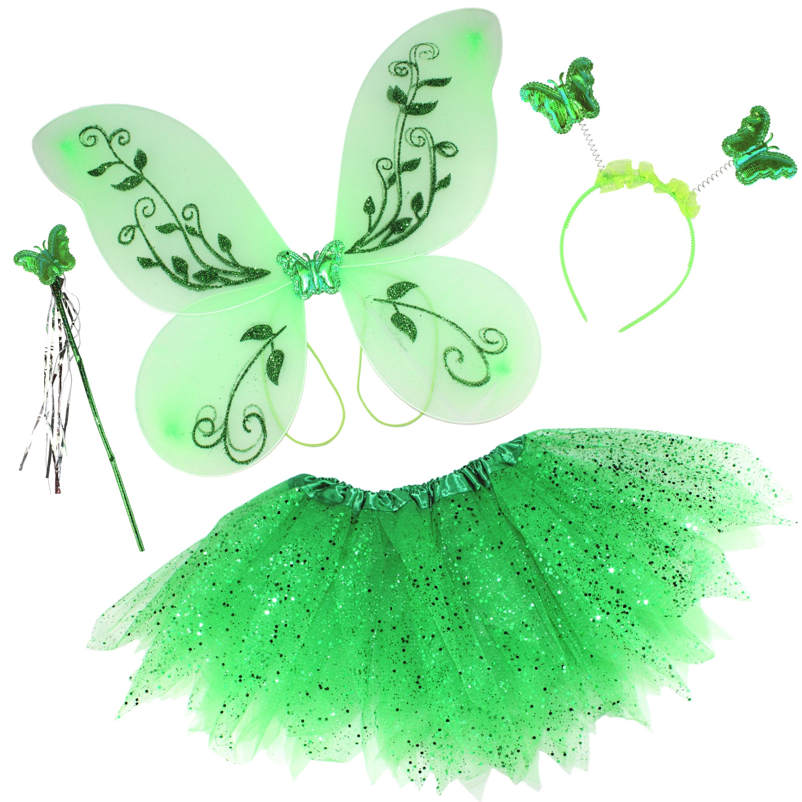 Enchanted Fairy Headband, Wand, Wings and Tutu Set 