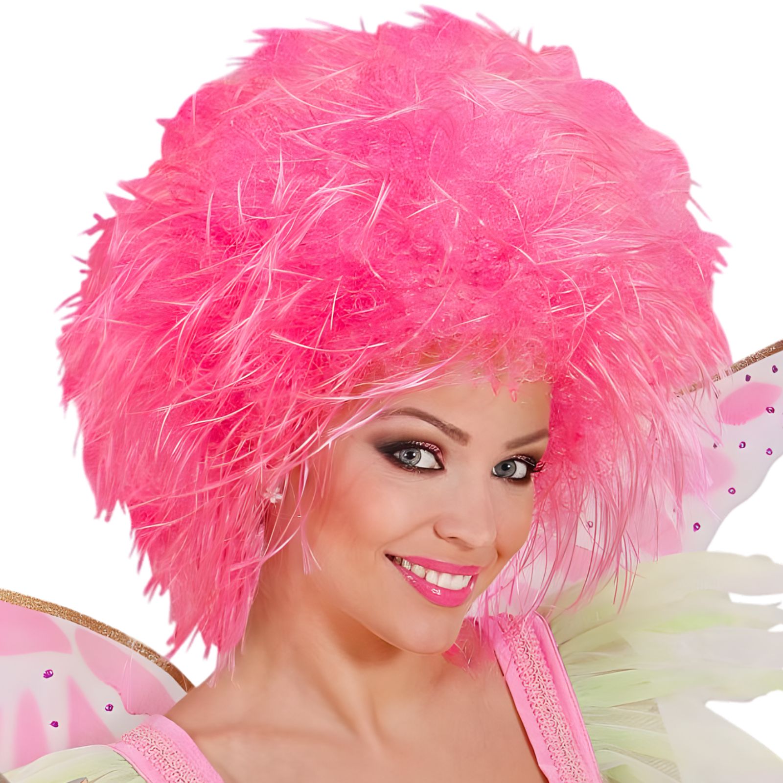 Adult Pink UV Glow Fairy Wig