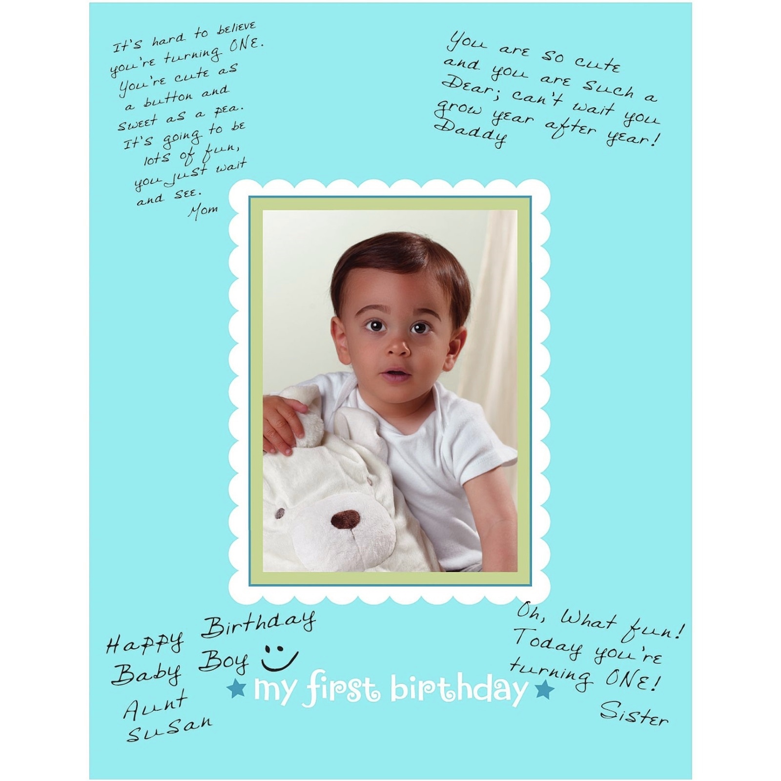 Boys 1st Birthday Autograph Photo Matte