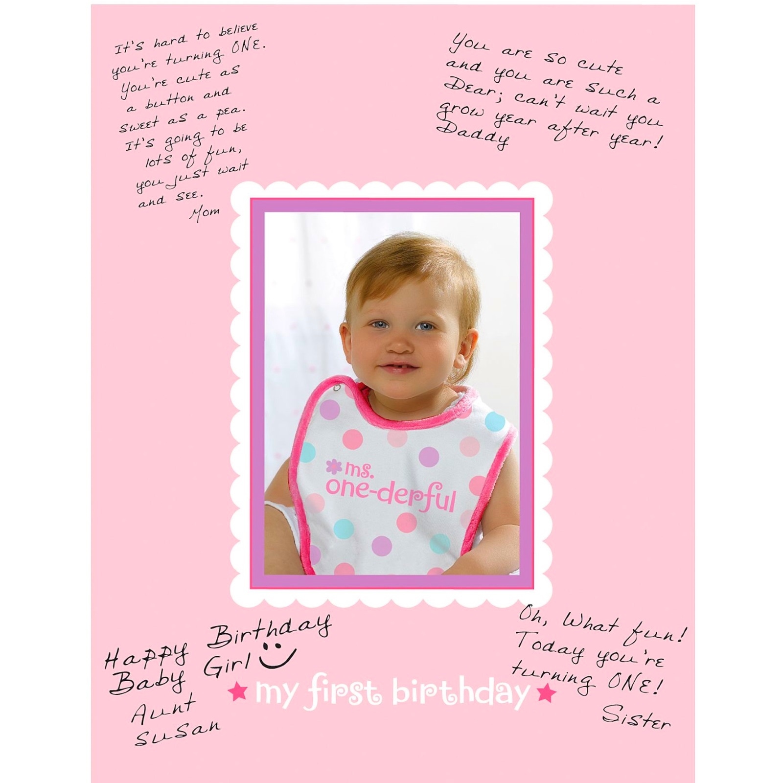 Girls 1st Birthday Autograph Photo Matte