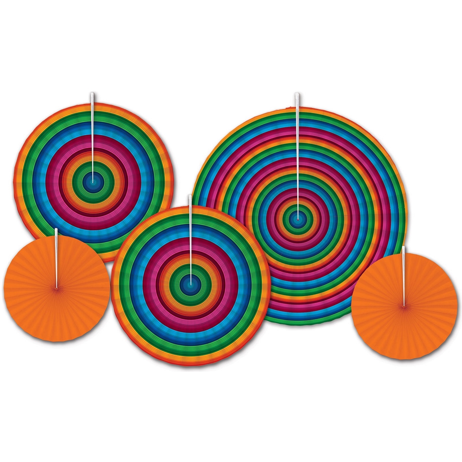 Fiesta Hanging Fan Decorations (Pack of 5)