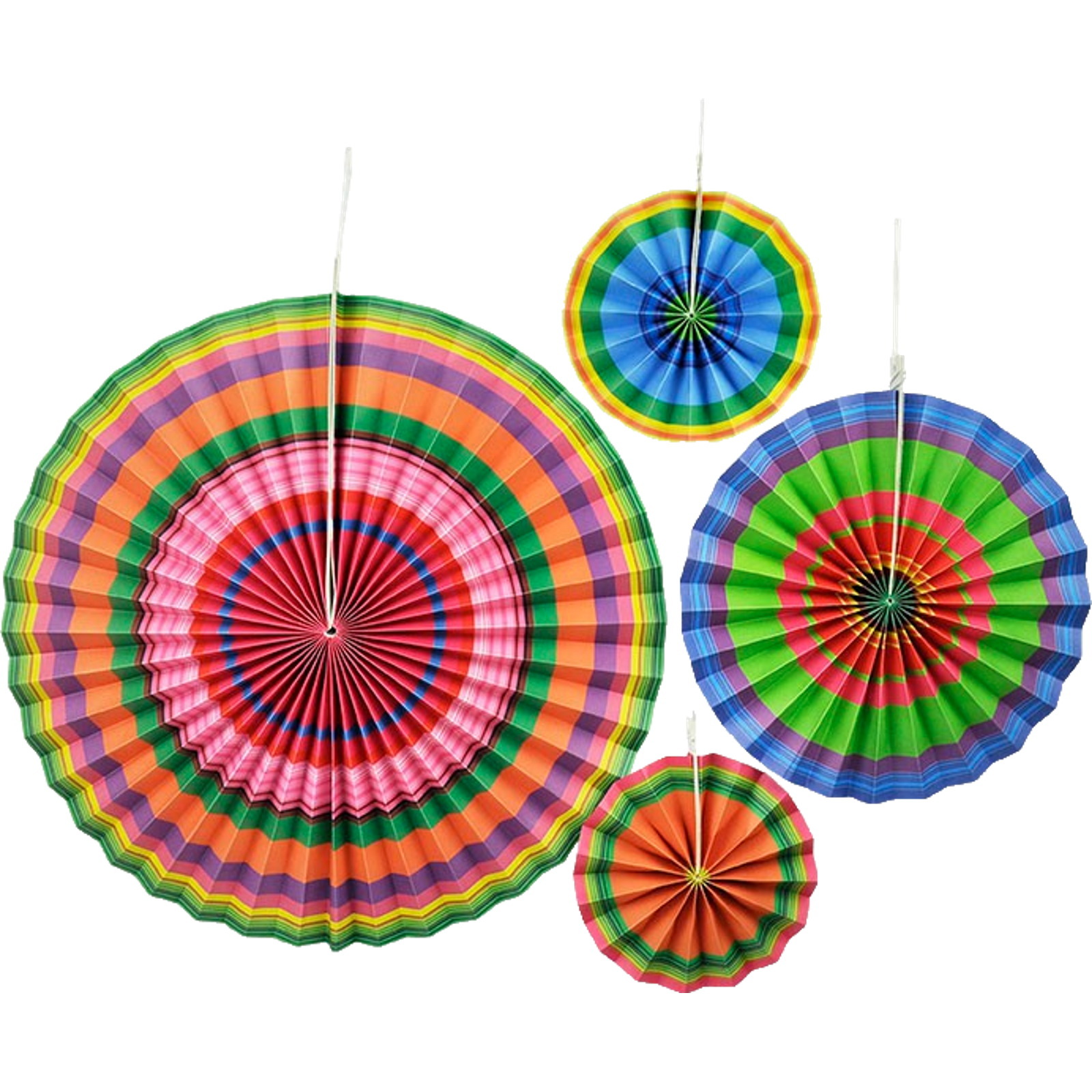 Fiesta Coloured Paper Fan Decorations (Pack of 4)