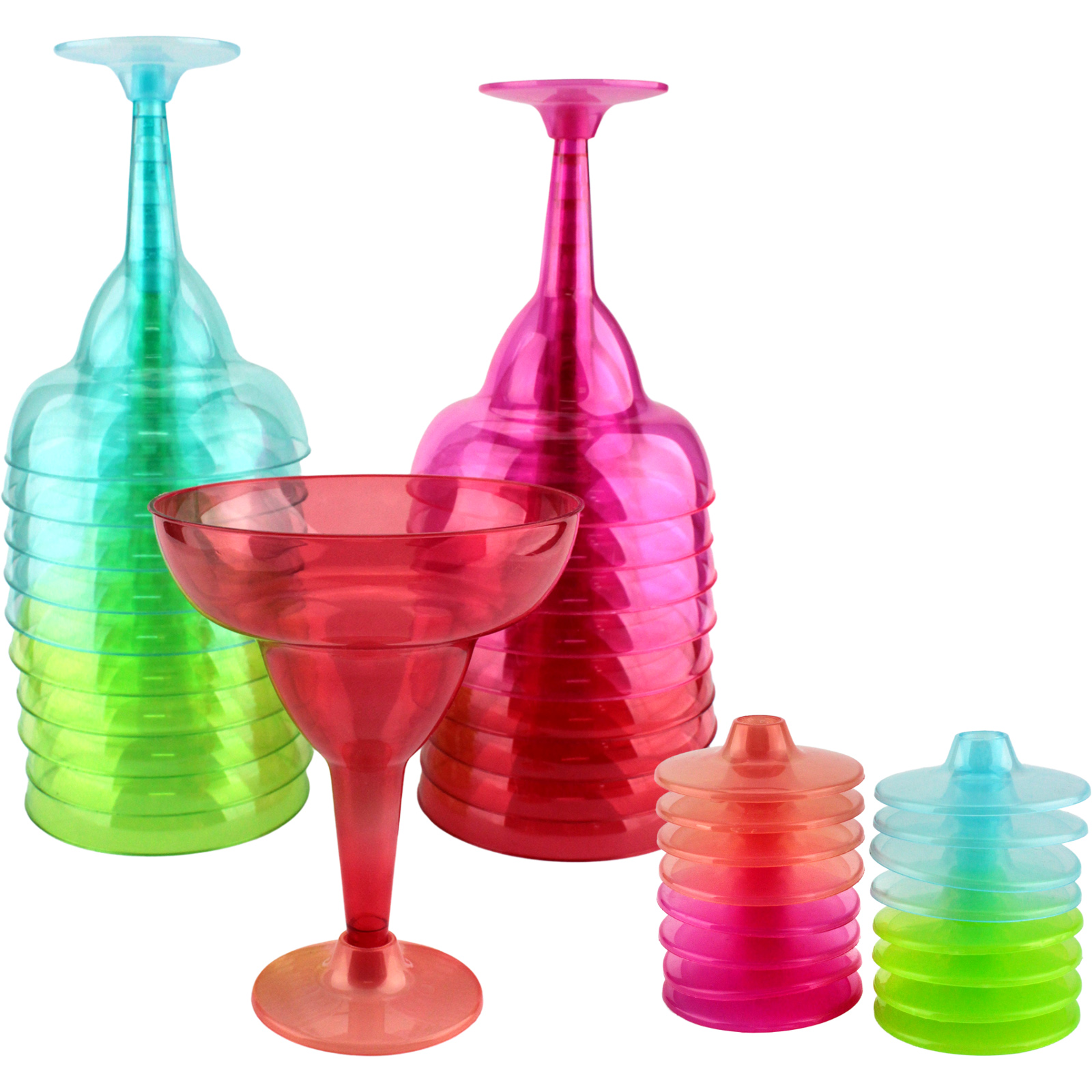 Fiesta Neon Coloured Plastic Margarita Glasses 295ml (Pack of 20)