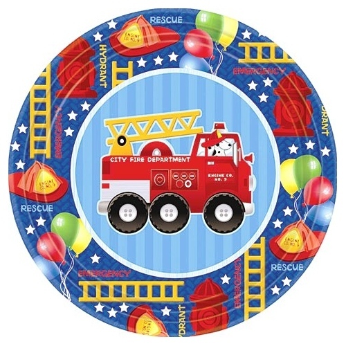 Fire Engine Fun Large Paper Plates (Pack of 8)