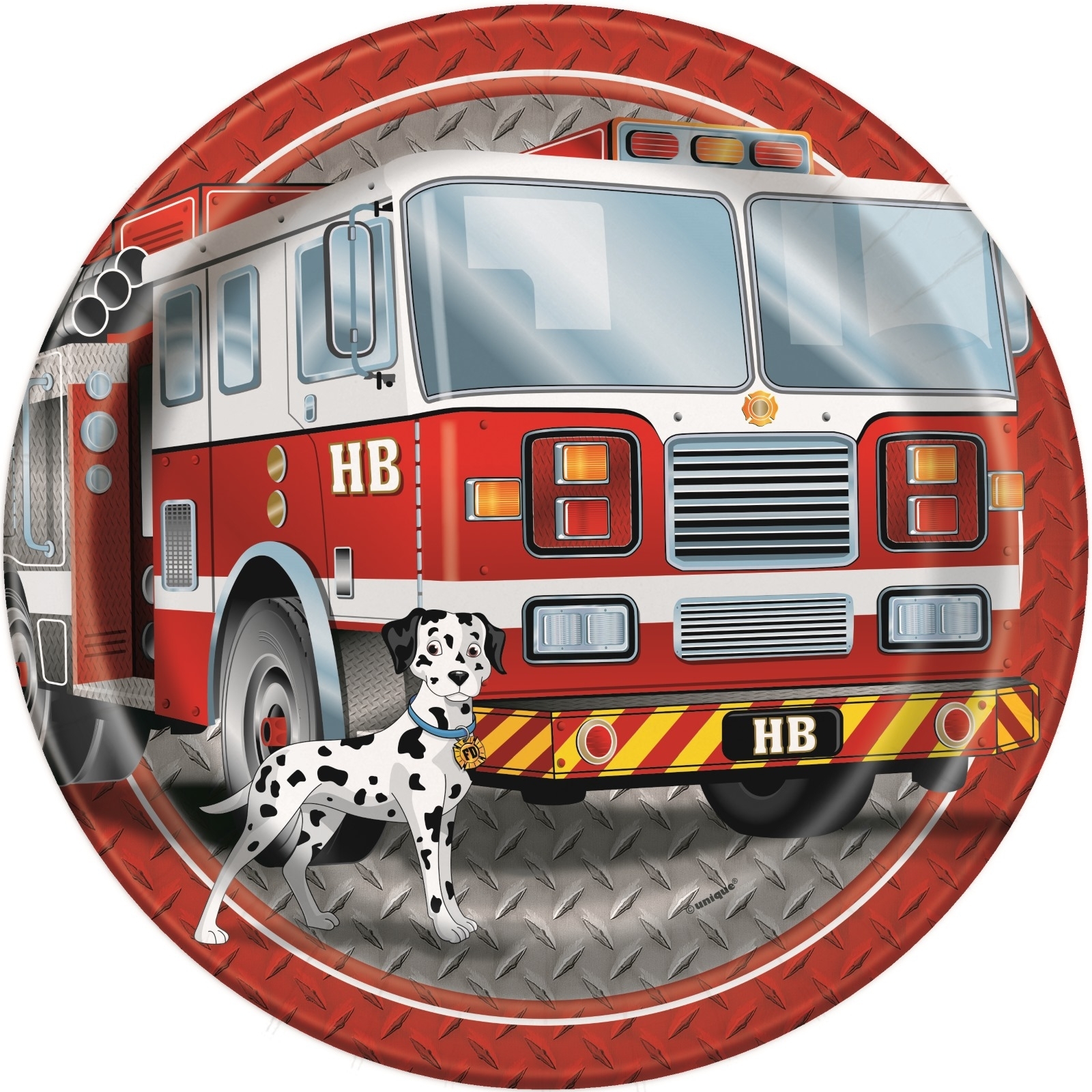 Fire Truck Large Paper Plates (Pack of 8)