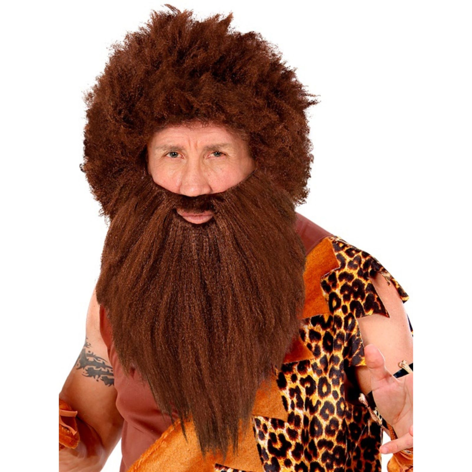 Adult Brown Caveman Wig and Beard Set 