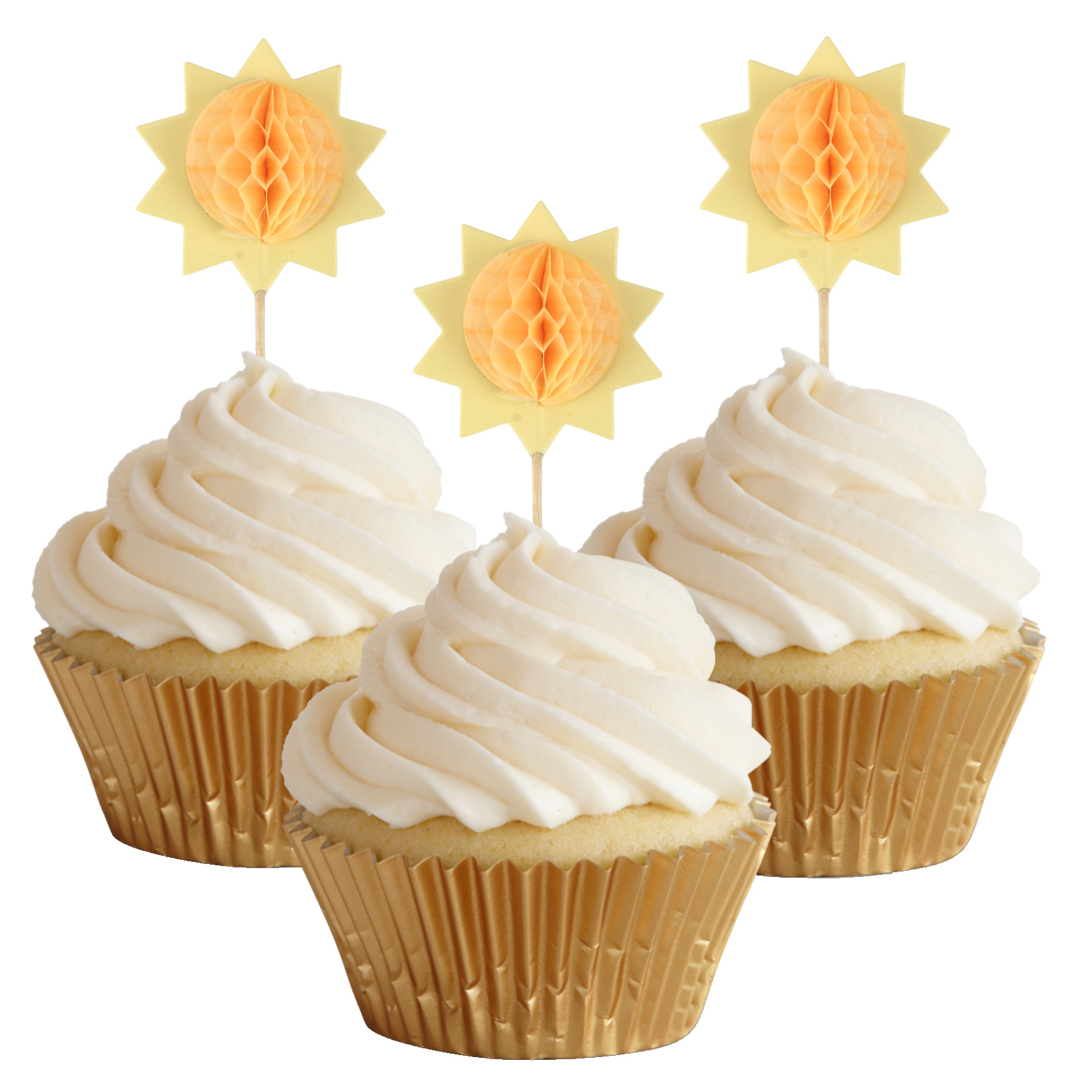 Sunflower Honeycomb Cupcake Picks (Pack of 6)