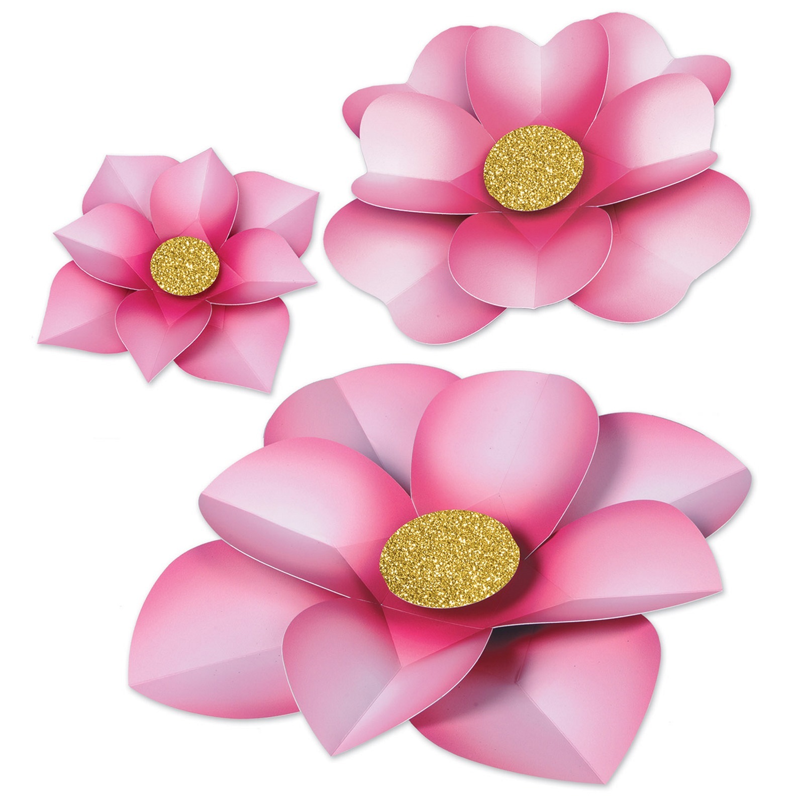 Pink Paper Flowers (Pack of 3)