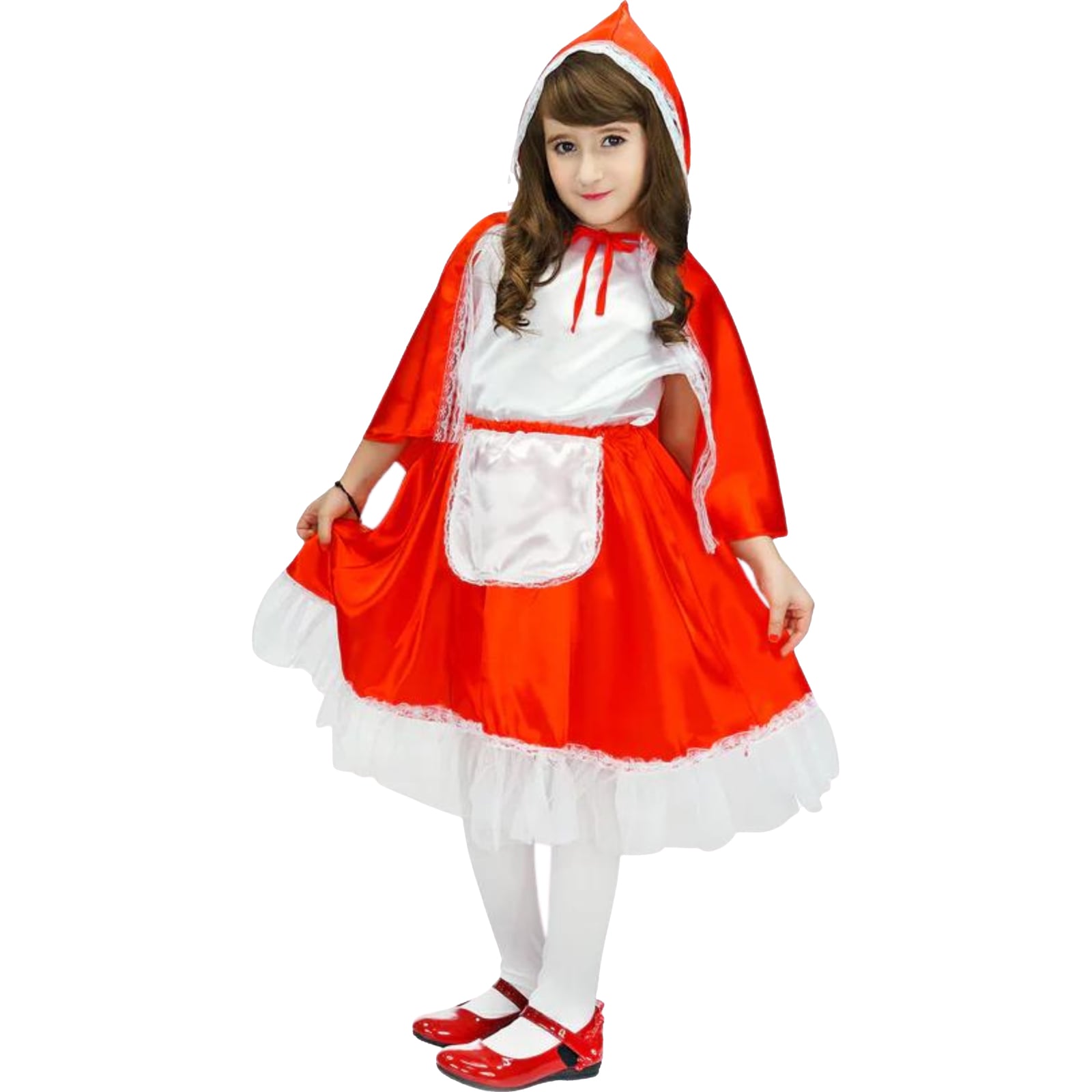 Red Hooded Cape and Dress Girls Costume 6-9 Years