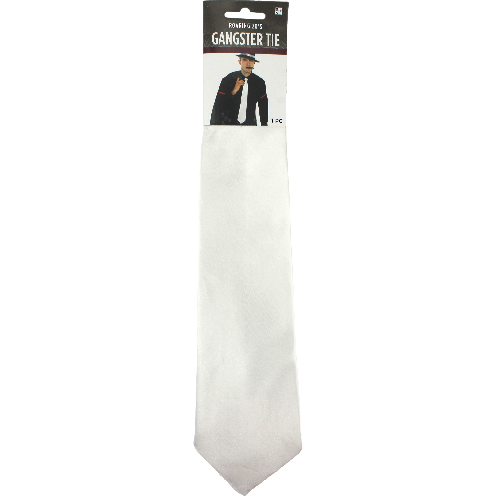 White Satin Gangster Tie
