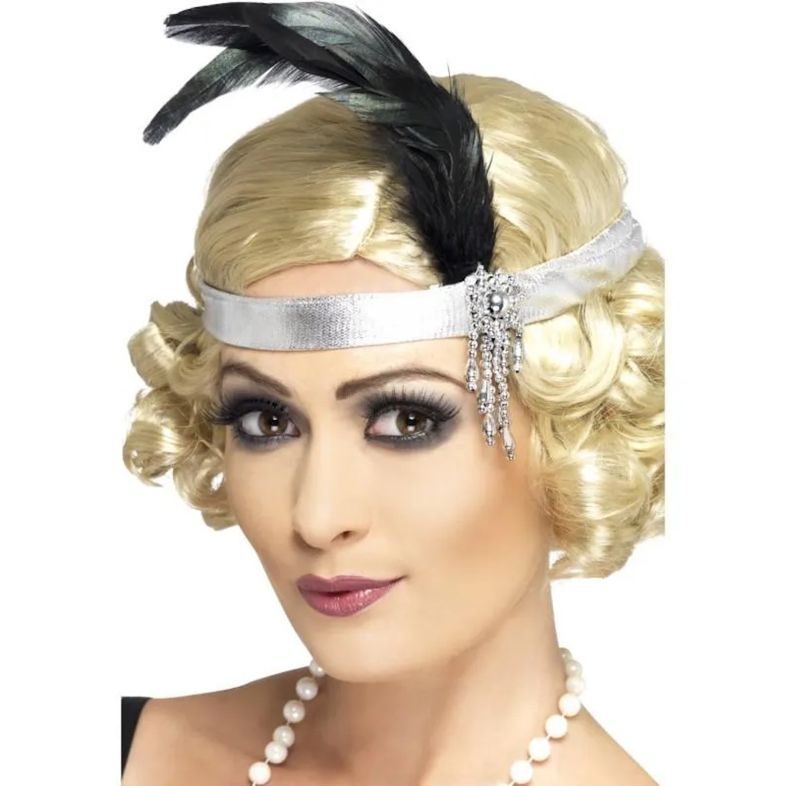 Silver Satin Charleston Headband Adult Costume Accessory