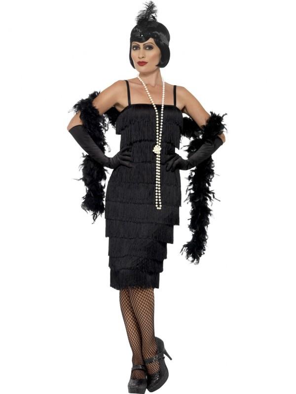 Long Black Flapper Adult Costume