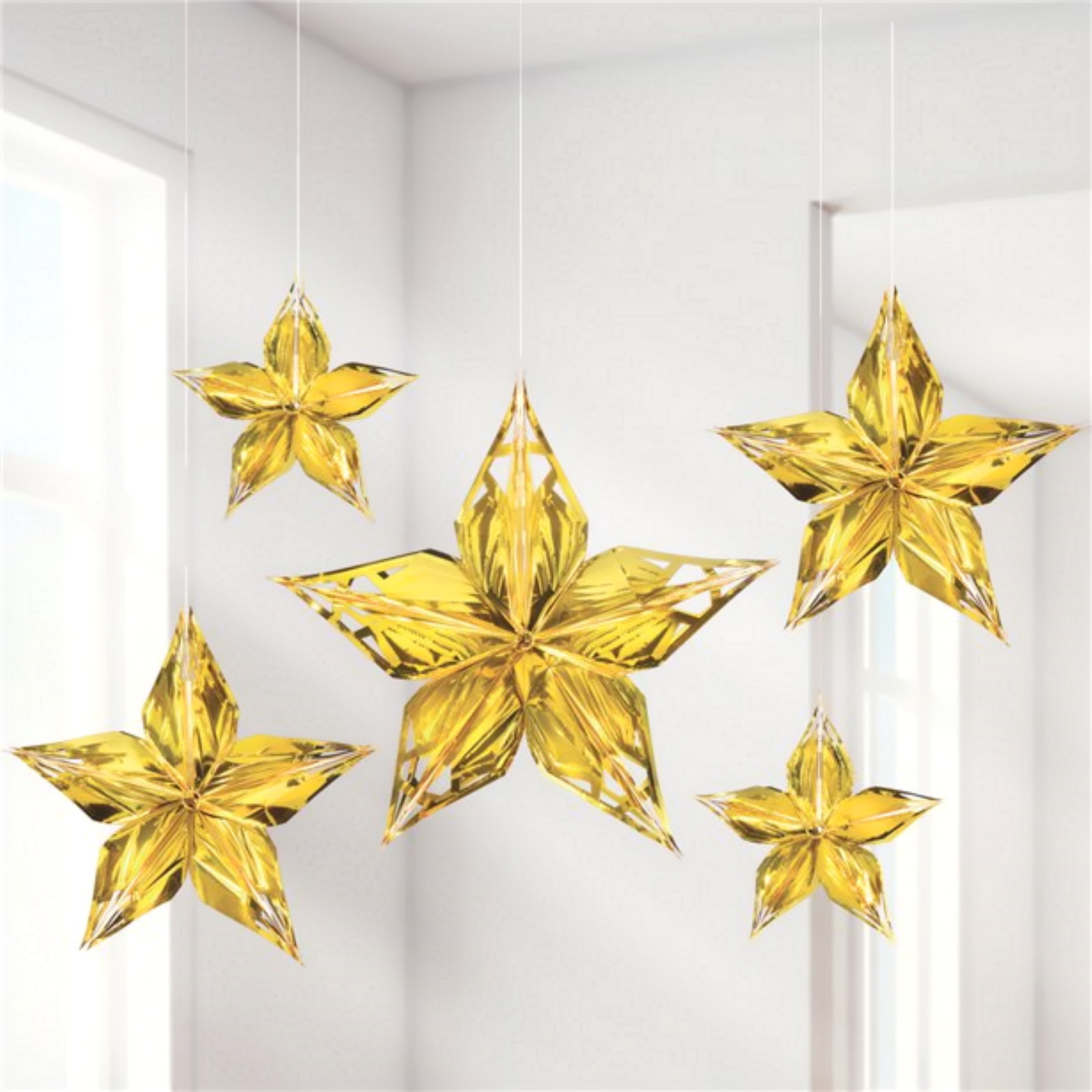 Glitz & Glam Gold Foil Star Decorations