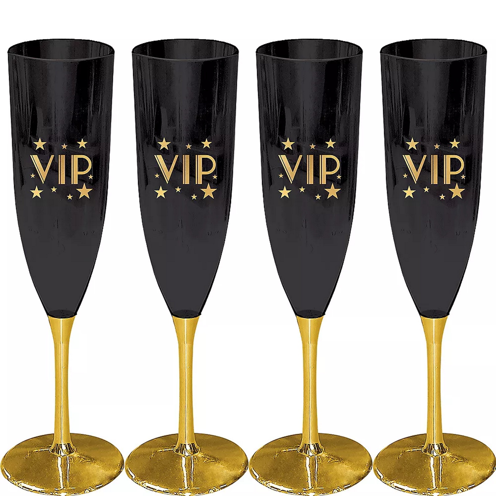 Glitz & Glam VIP Plastic Champagne Flutes (Pack of 4)