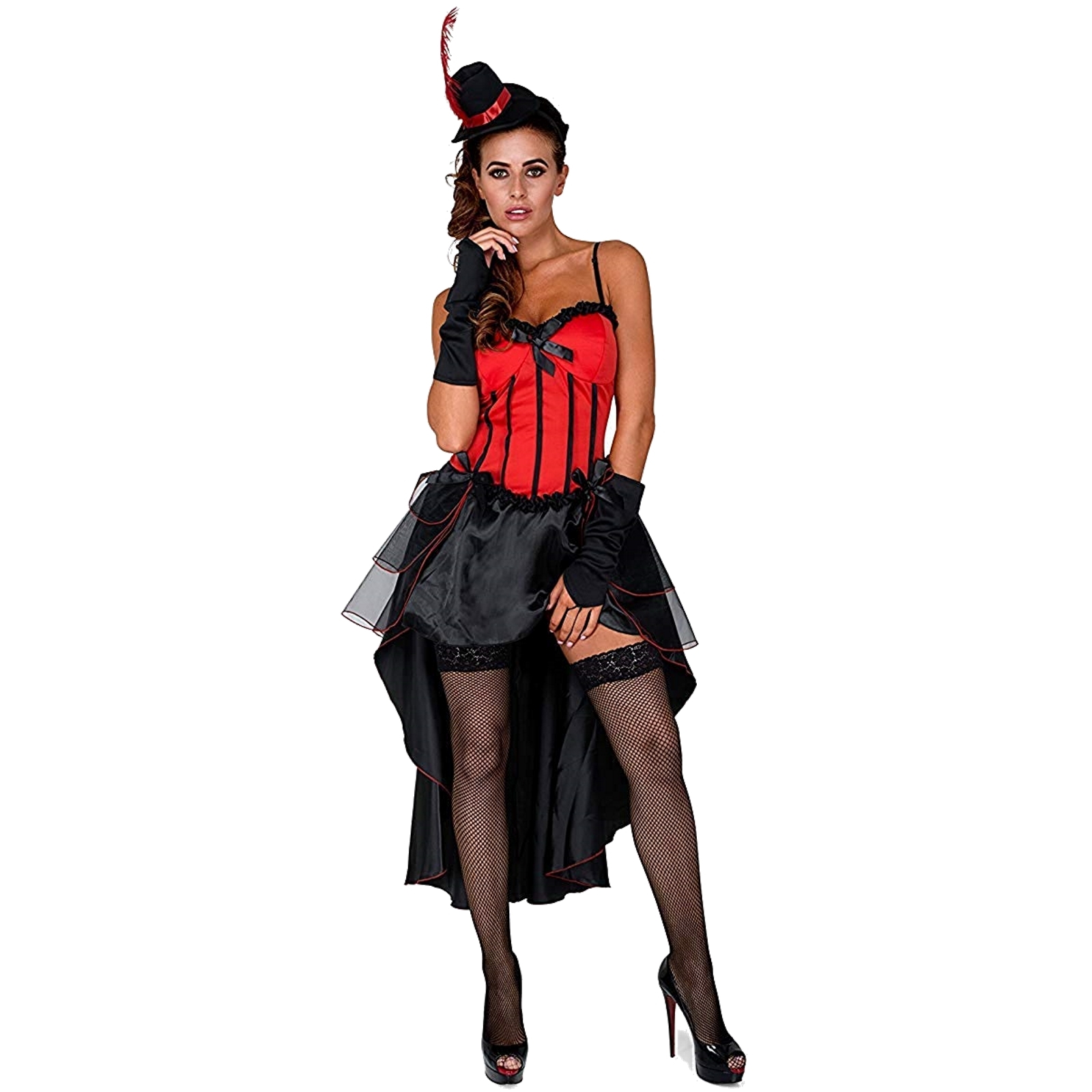 Red Burlesque Girl Ladies Costume Large