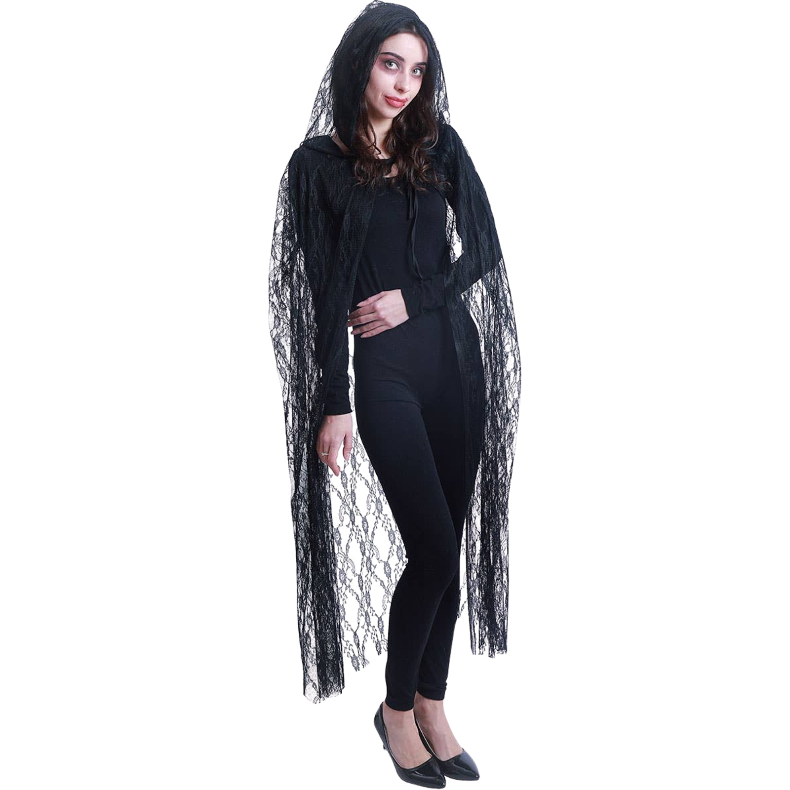 Black Lace Witch Cape Adult Costume One Size 