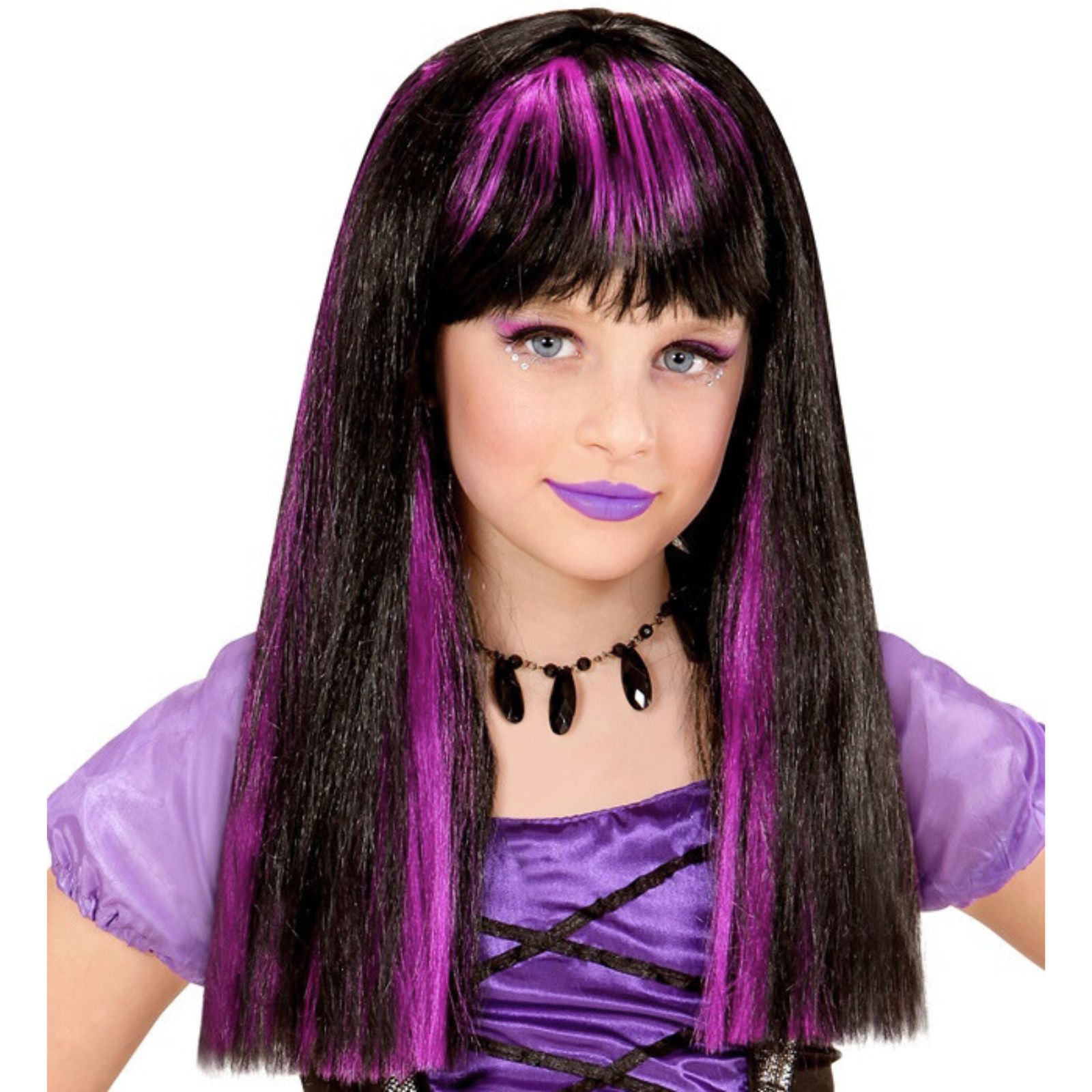 Kids Purple and Black Witch Wig