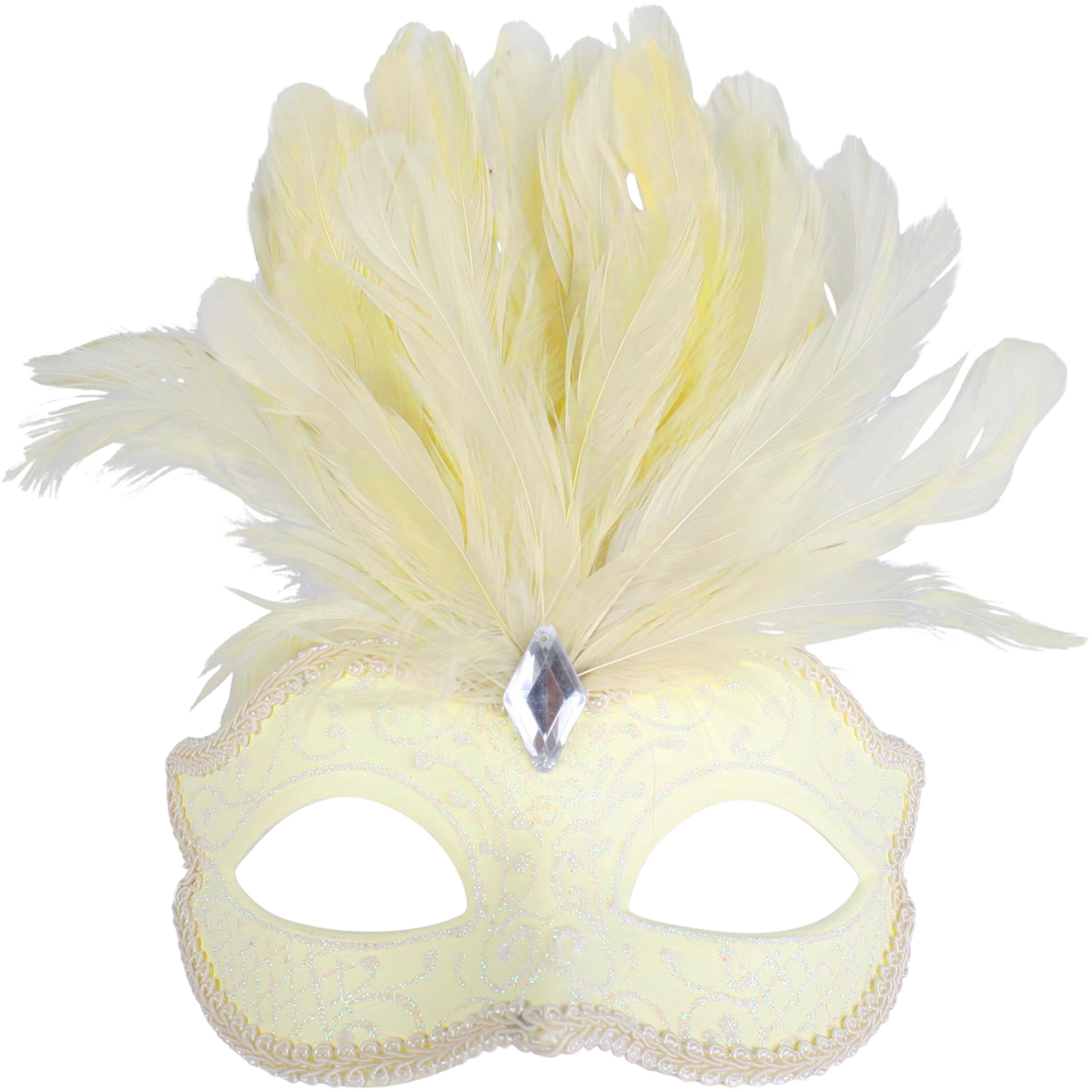 Adult Cream Feather Masquerade Mask 